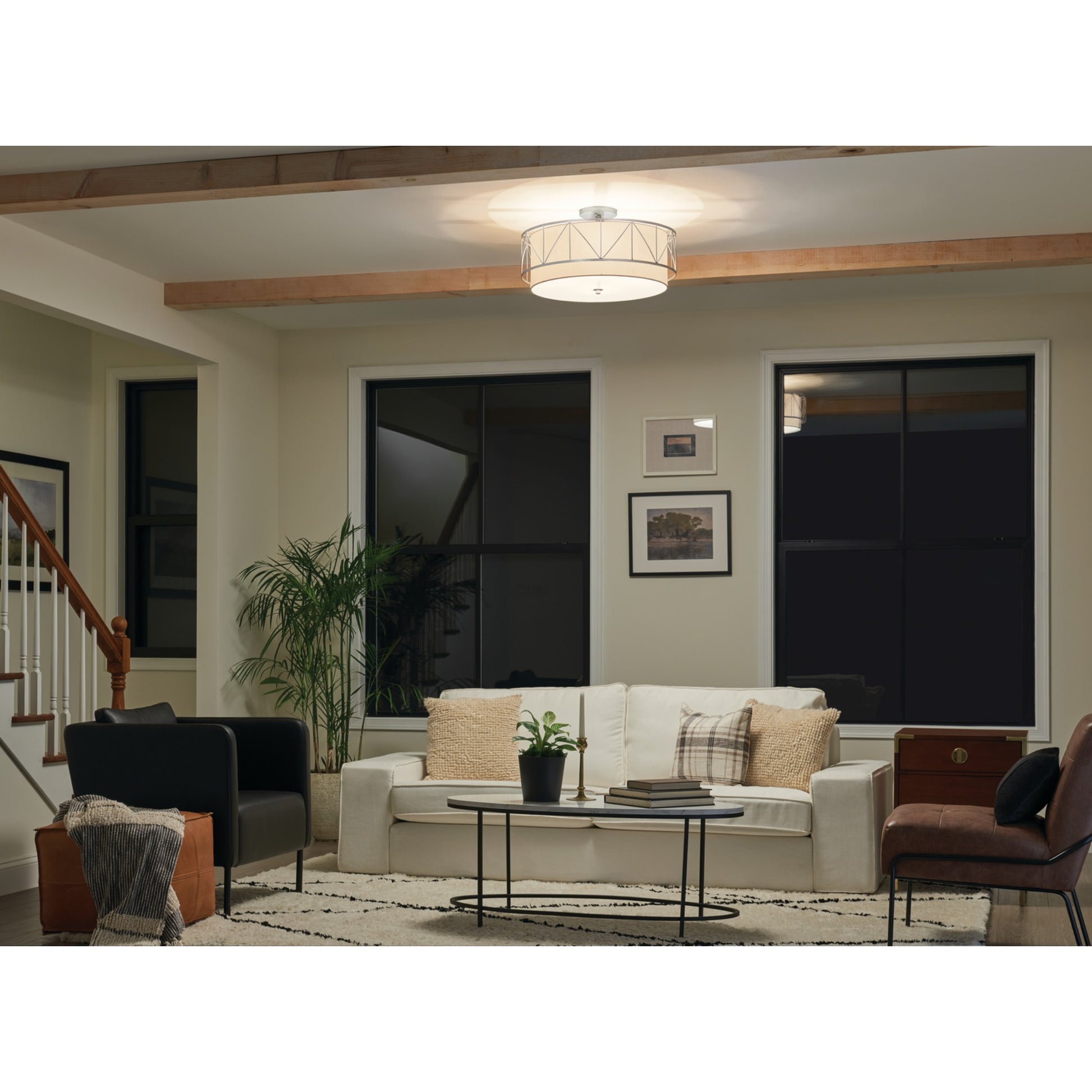Birkleigh 24" 4-Light Semi-Flush Mount, Satin Nickel Finish - Bees Lighting