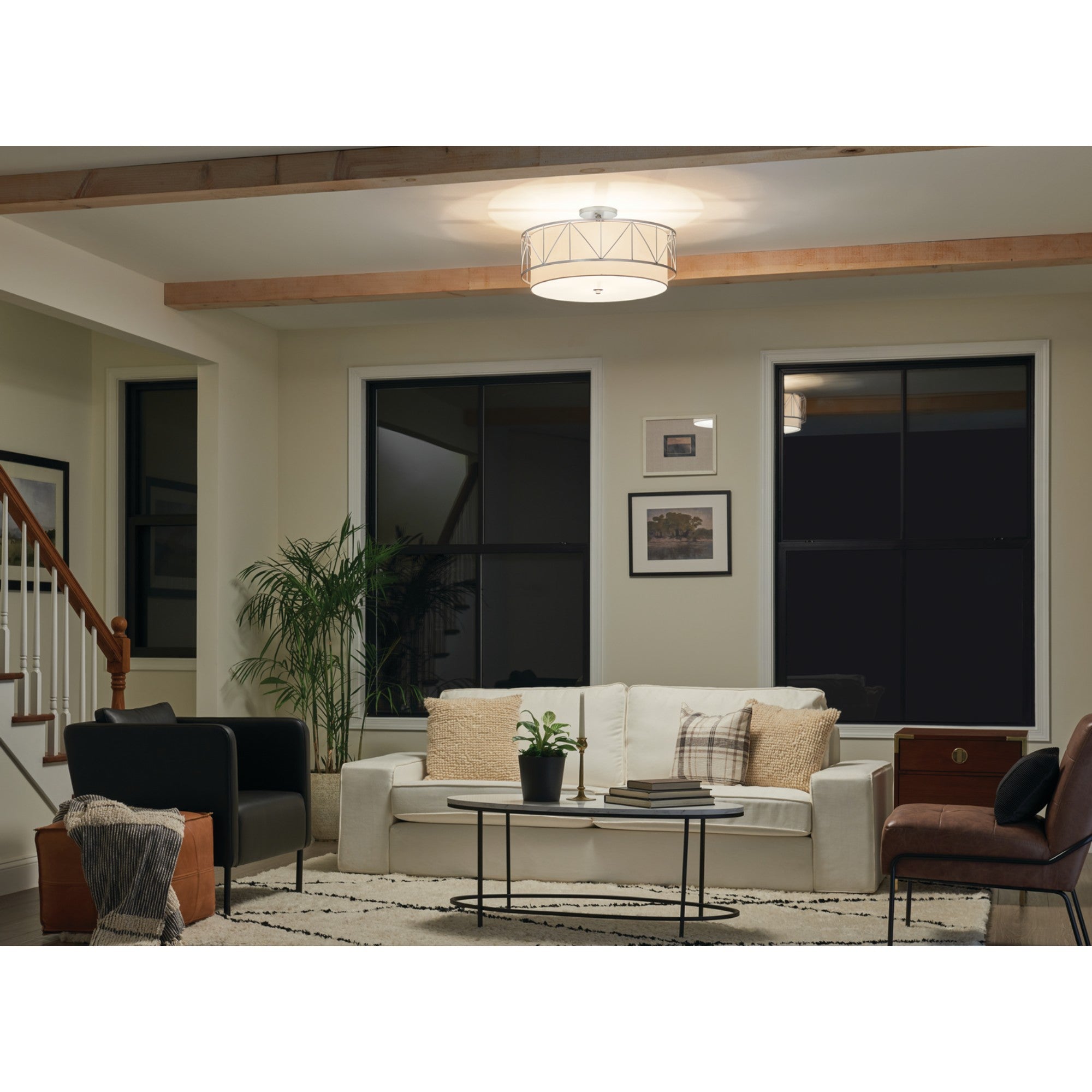 Birkleigh 24" 4-Light Semi-Flush Mount, Satin Nickel Finish - Bees Lighting