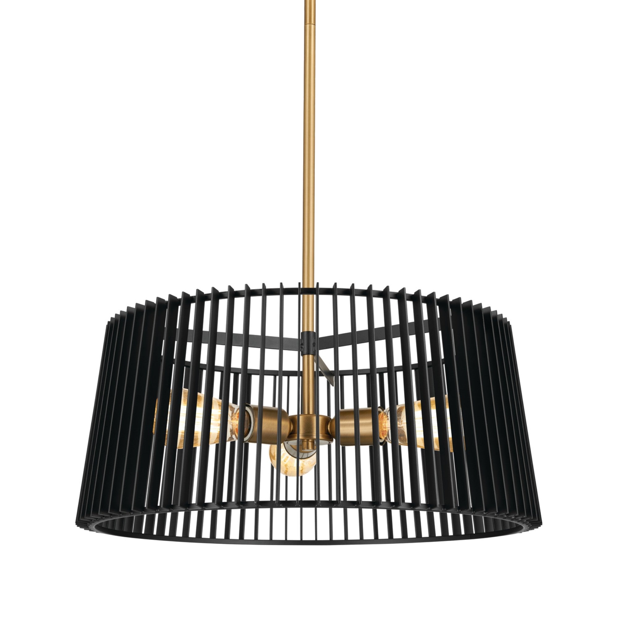 Linara 19 in. 3 Lights Convertible Pendant/Semi Flush Mount Light Black finish