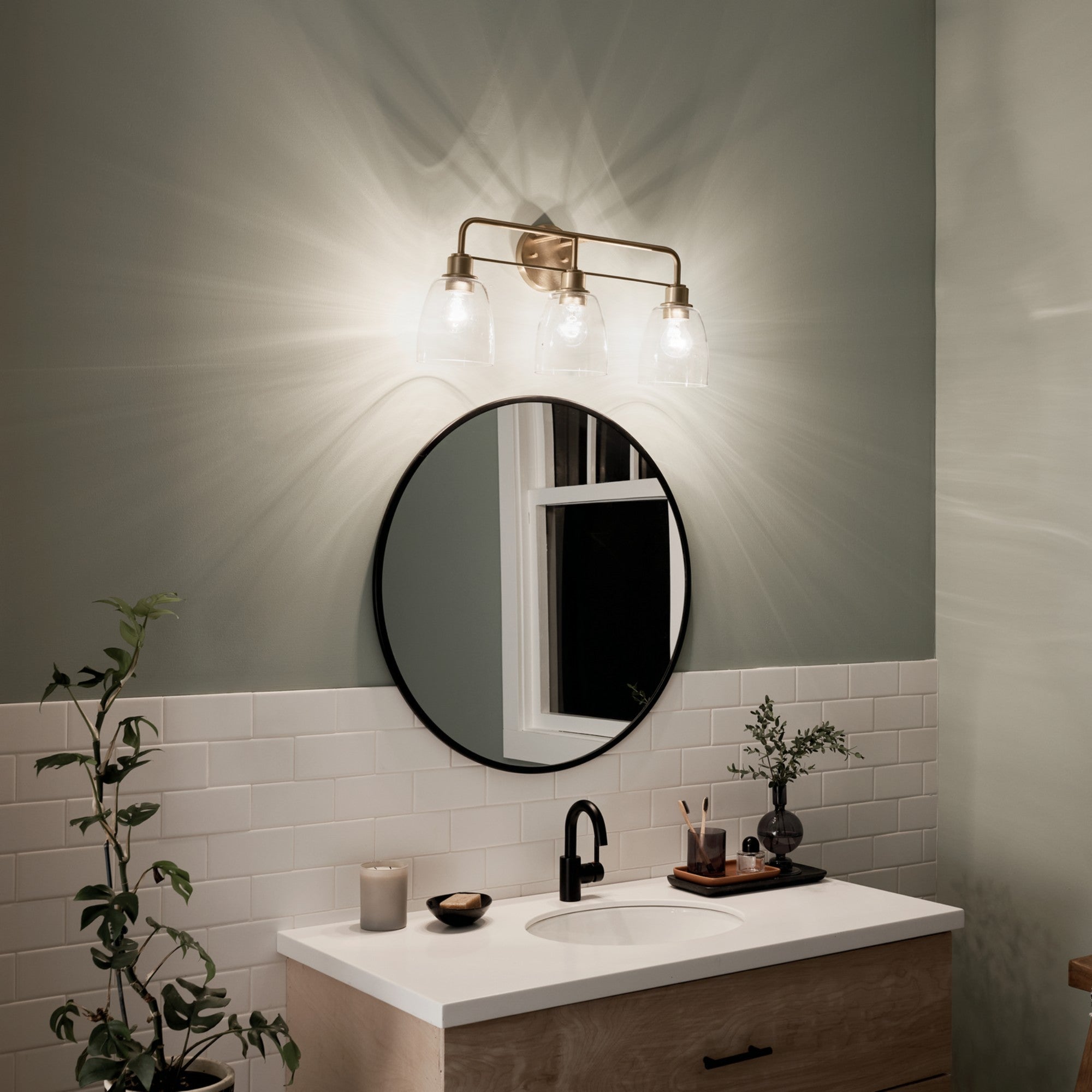 Meller 24" 3-Light Bath Vanity Light, Champagne Bronze Finish - Bees Lighting