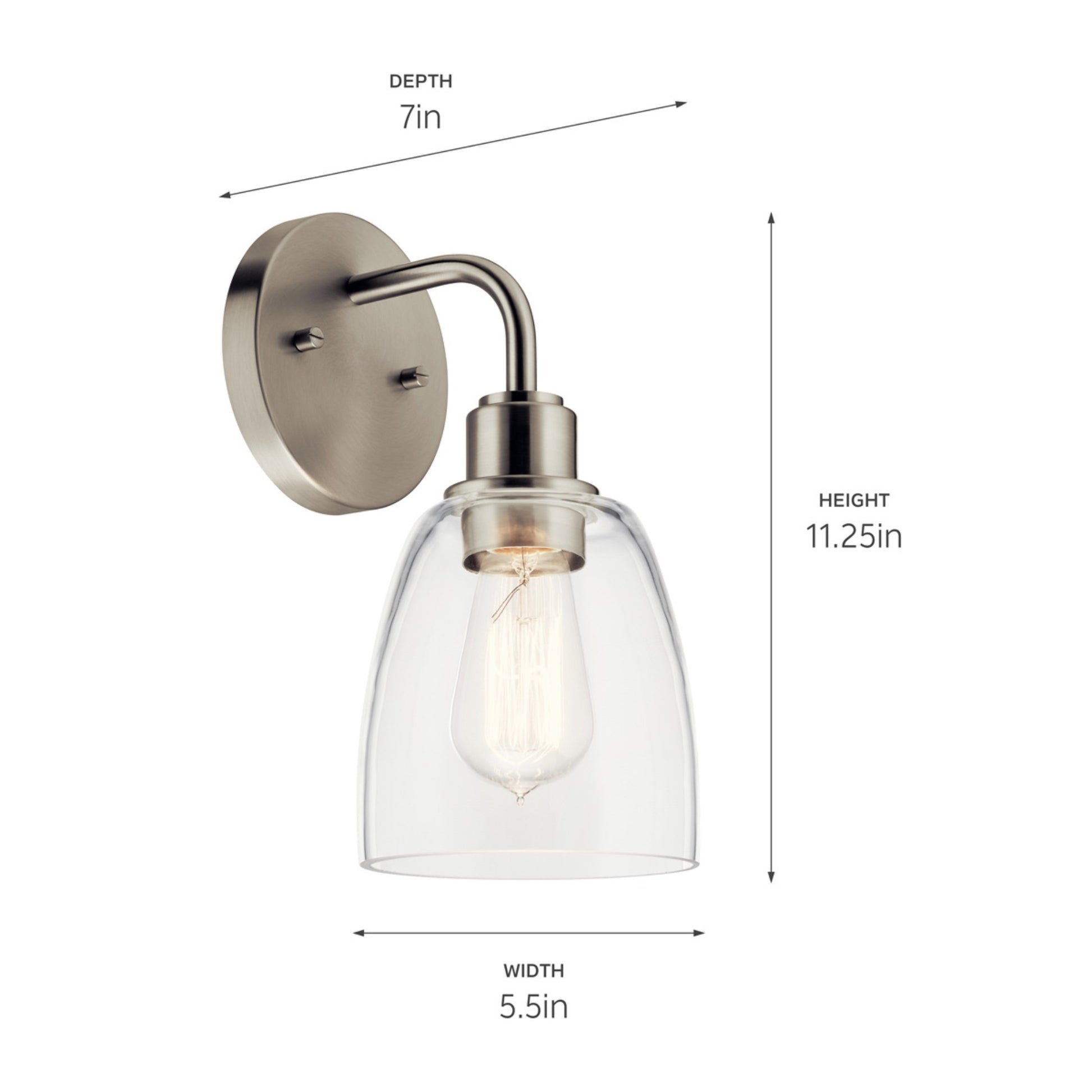 Meller 6" Wall Sconce, Nickel Textured Finish - Bees Lighting
