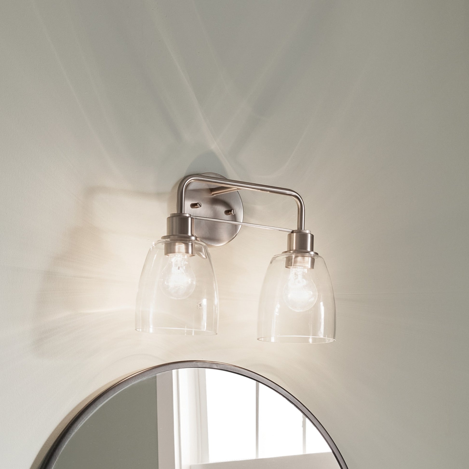 Meller 15" 2-Light Bath Vanity Light, Nickel Textured Finish - Bees Lighting