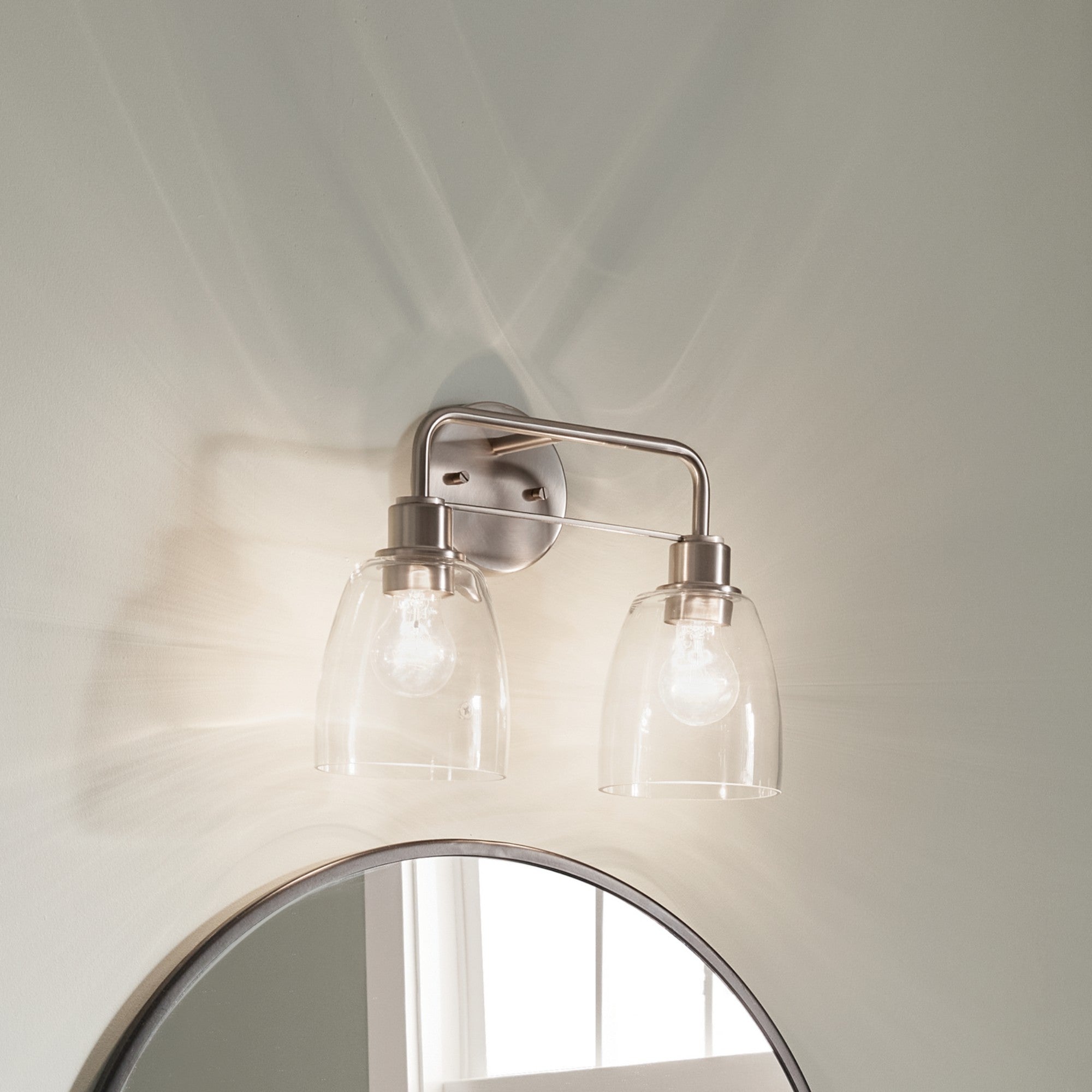 Meller 15" 2-Light Bath Vanity Light, Nickel Textured Finish - Bees Lighting