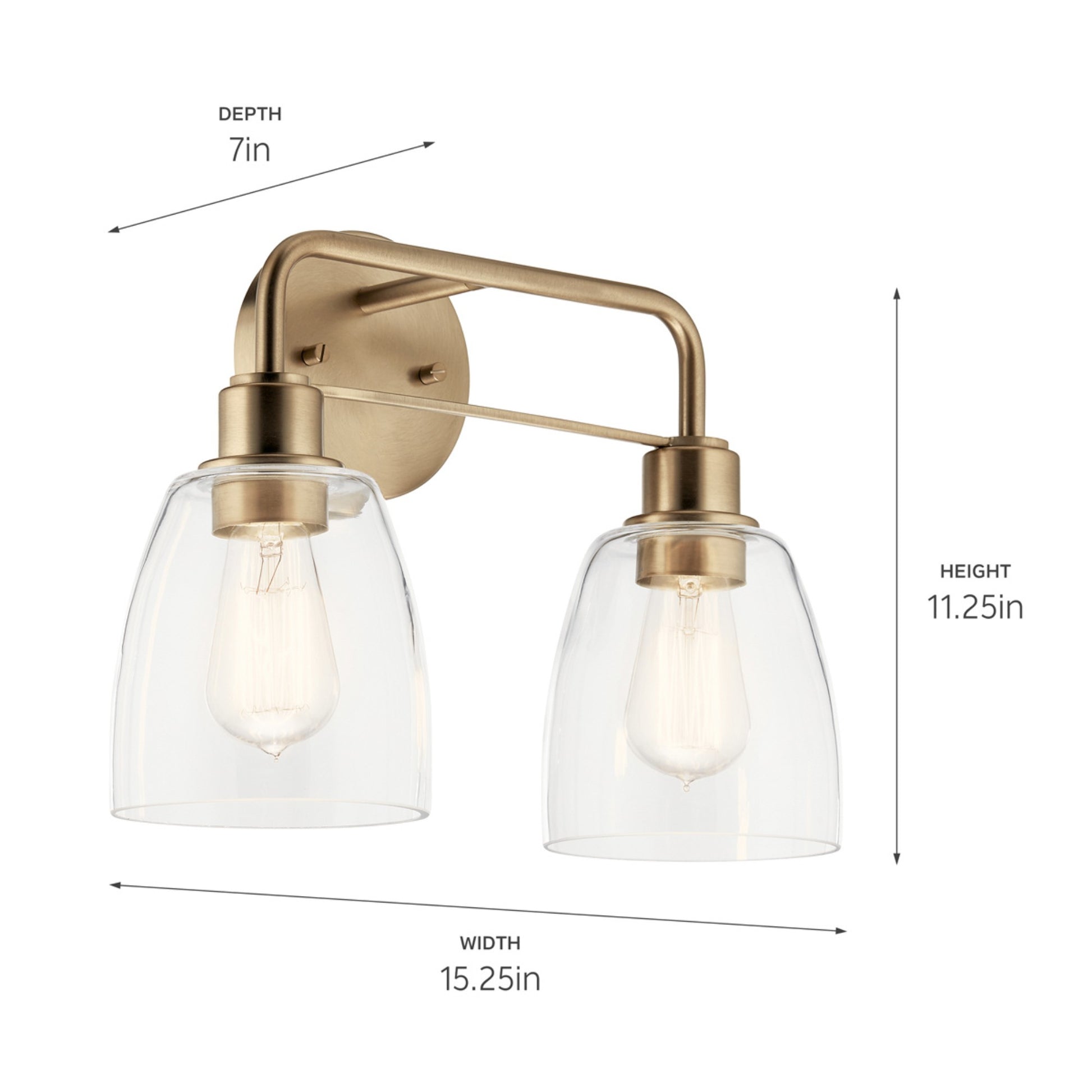Meller 15" 2-Light Bath Vanity Light, Champagne Bronze Finish - Bees Lighting