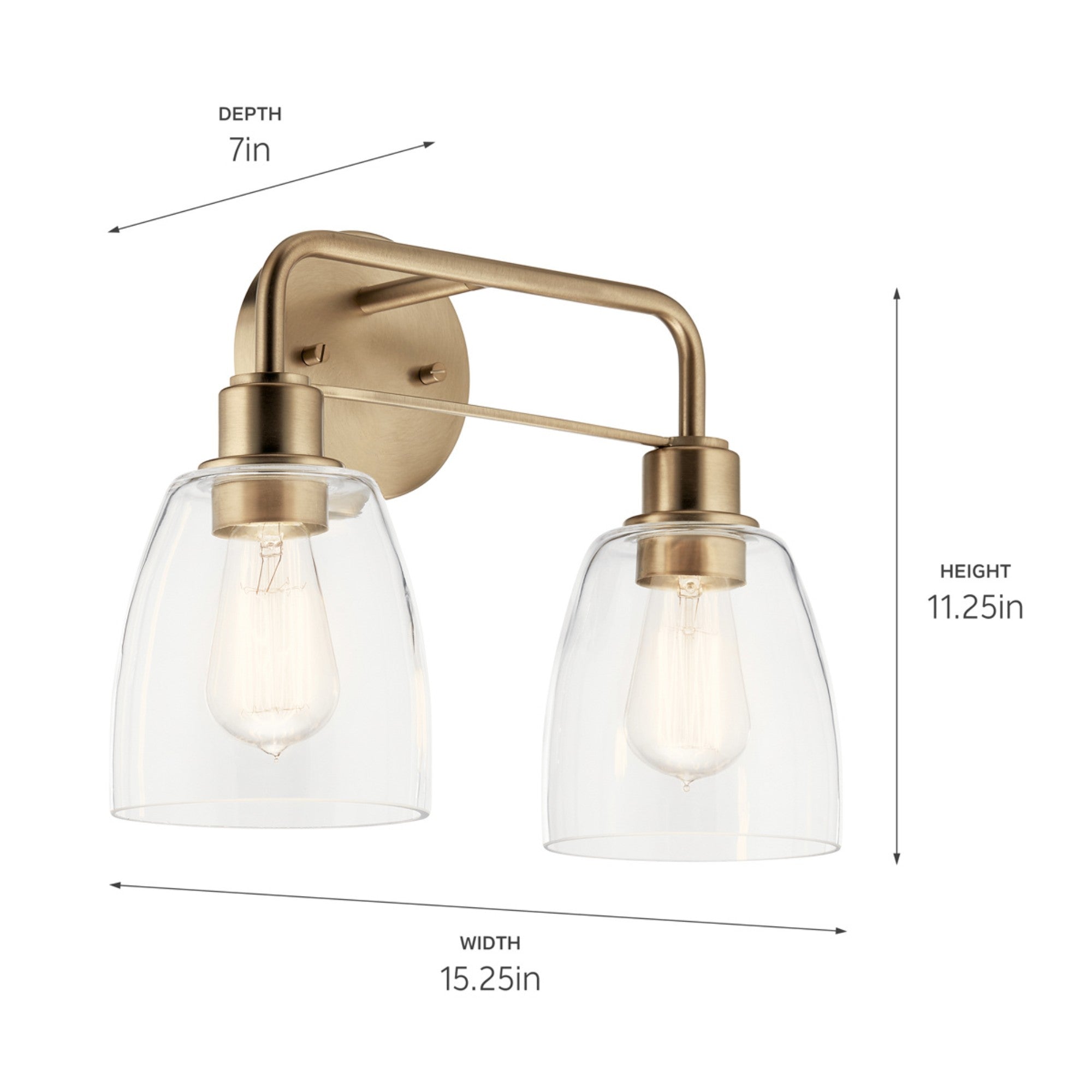 Meller 15" 2-Light Bath Vanity Light, Champagne Bronze Finish - Bees Lighting