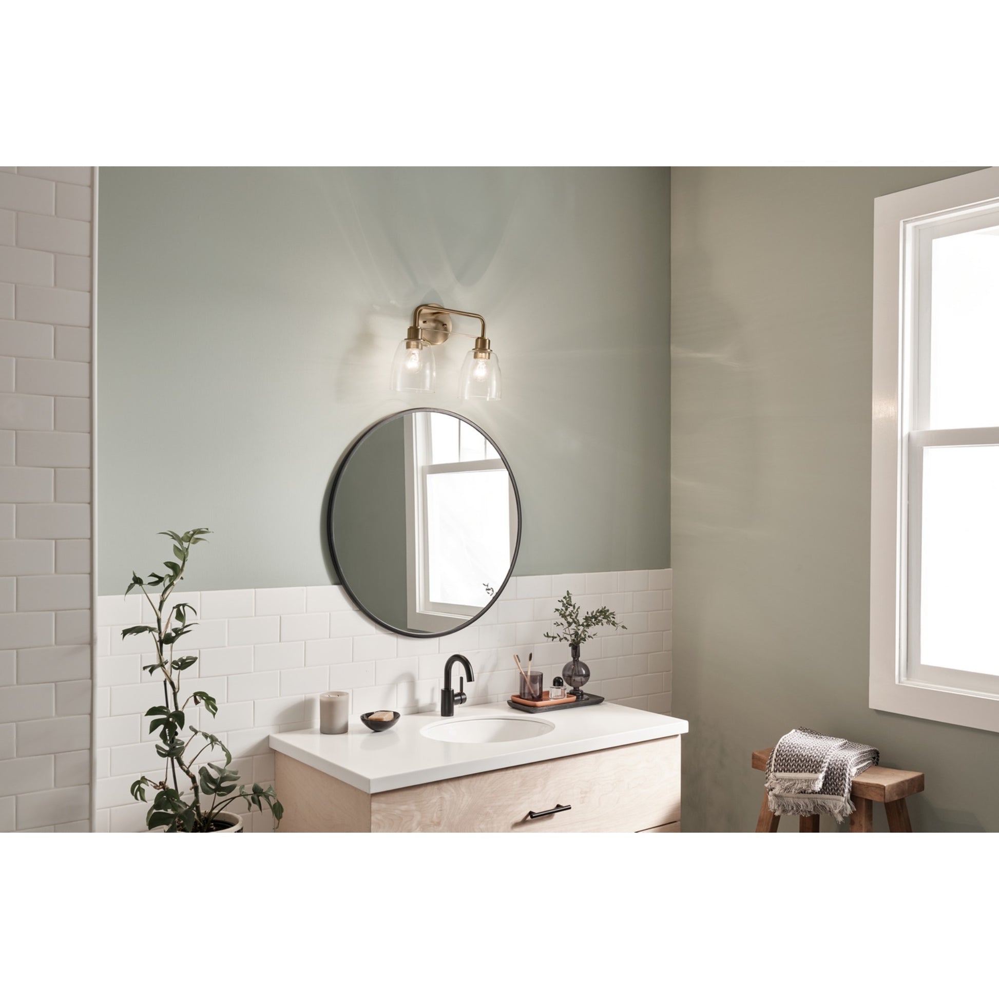 Meller 15" 2-Light Bath Vanity Light, Champagne Bronze Finish - Bees Lighting