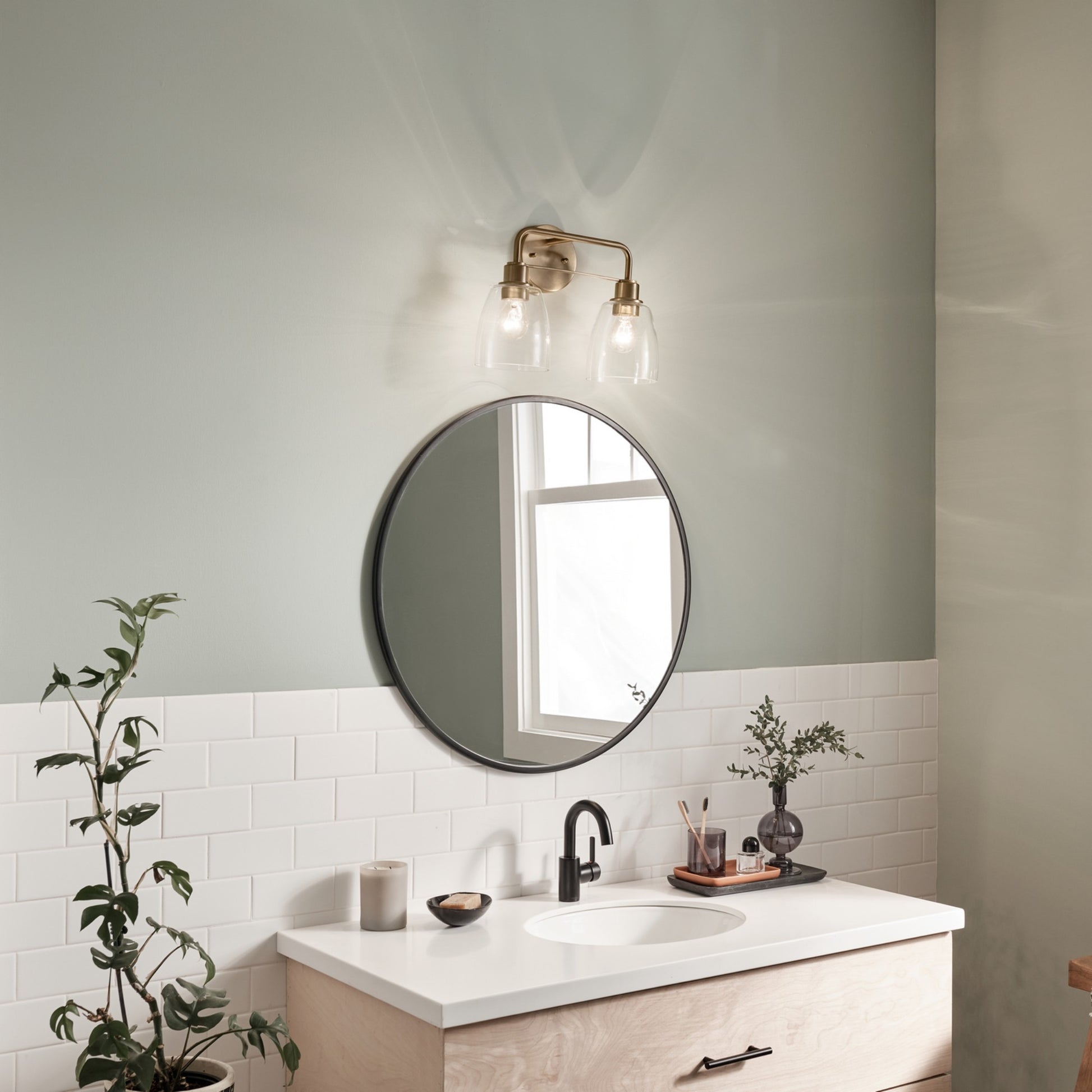 Meller 15" 2-Light Bath Vanity Light, Champagne Bronze Finish - Bees Lighting