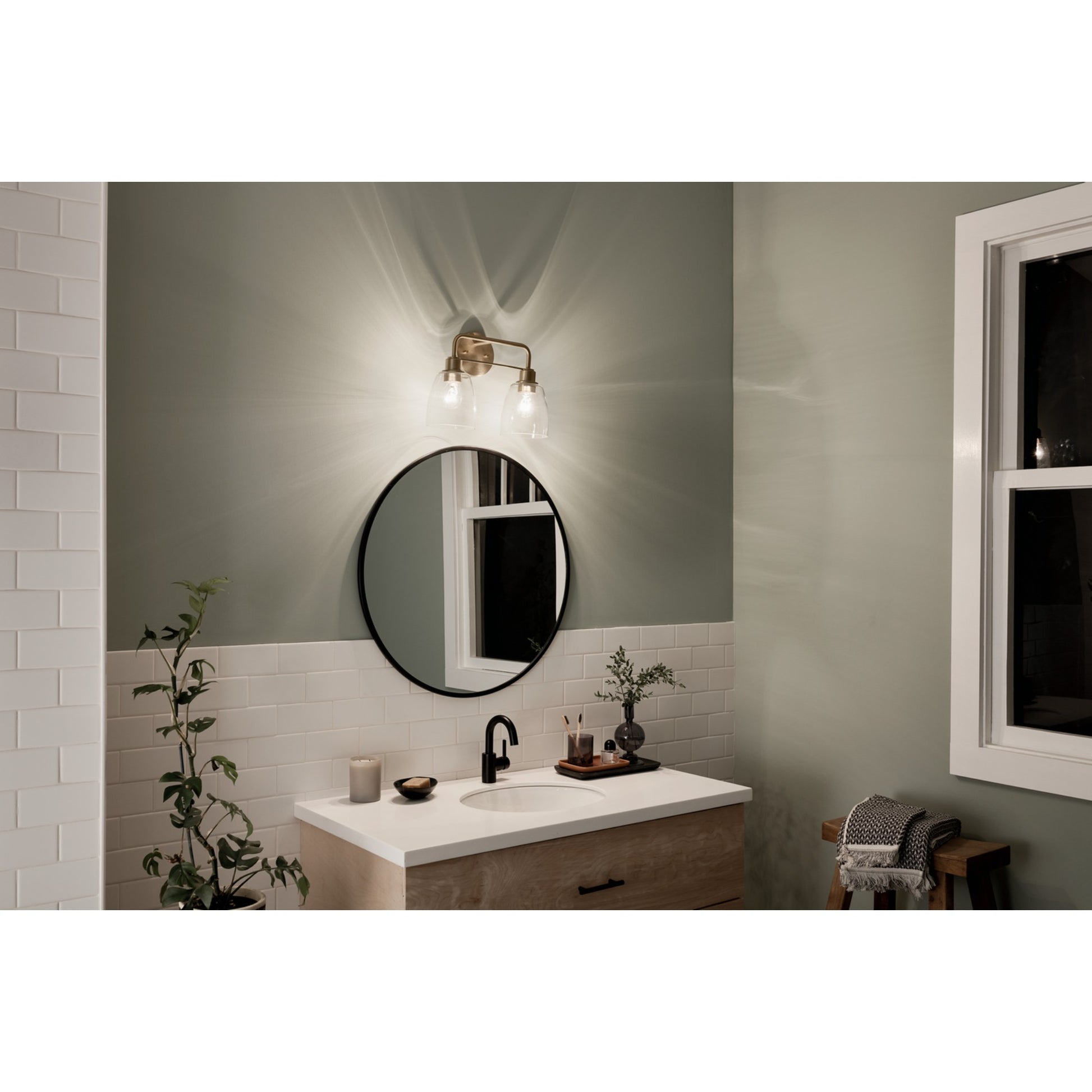 Meller 15" 2-Light Bath Vanity Light, Champagne Bronze Finish - Bees Lighting