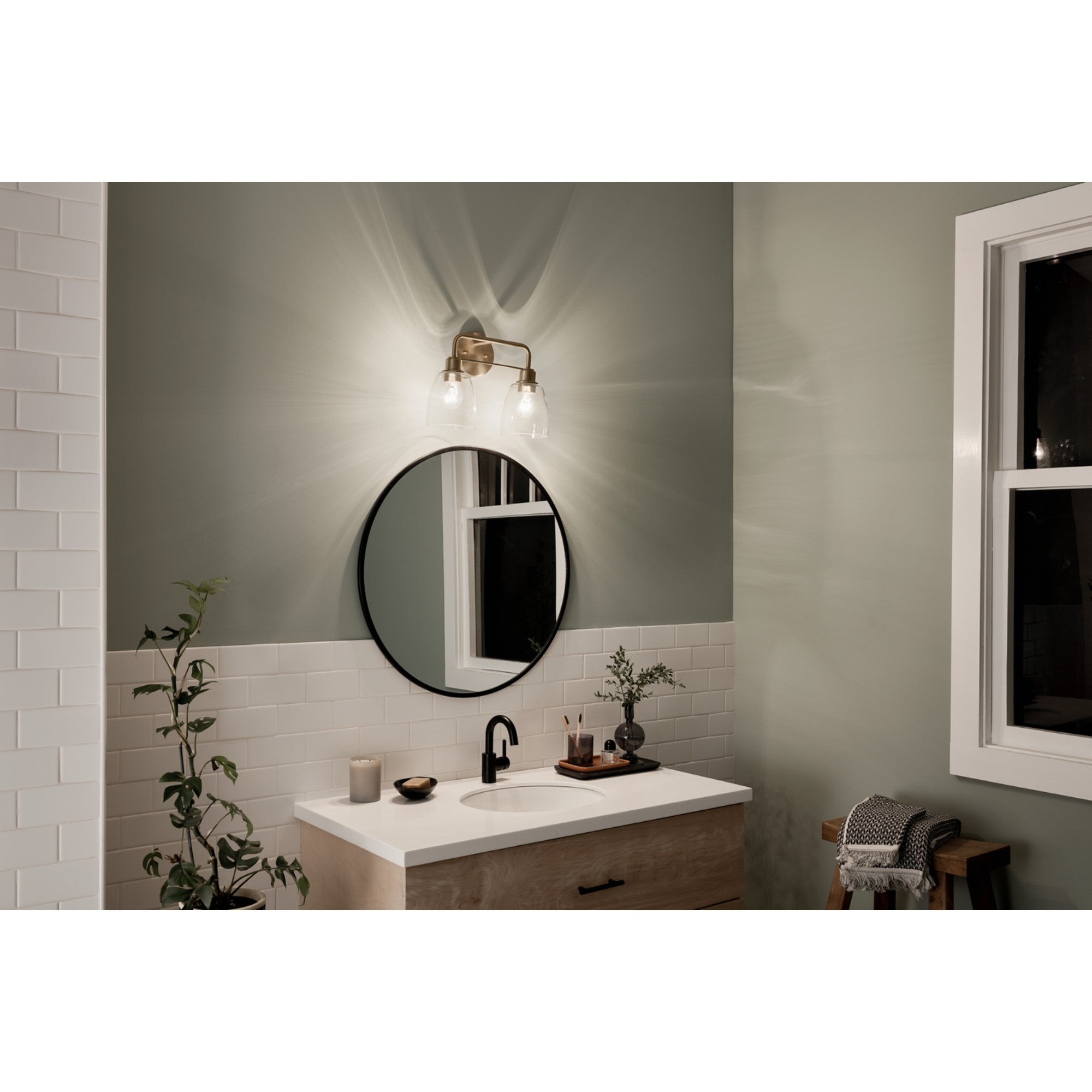 Meller 15" 2-Light Bath Vanity Light, Champagne Bronze Finish - Bees Lighting
