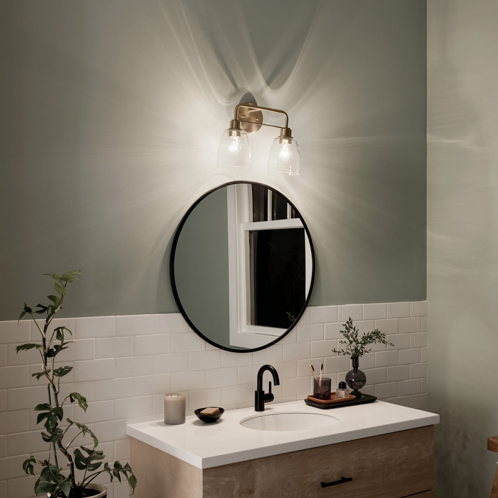 Meller 15" 2-Light Bath Vanity Light, Champagne Bronze Finish - Bees Lighting