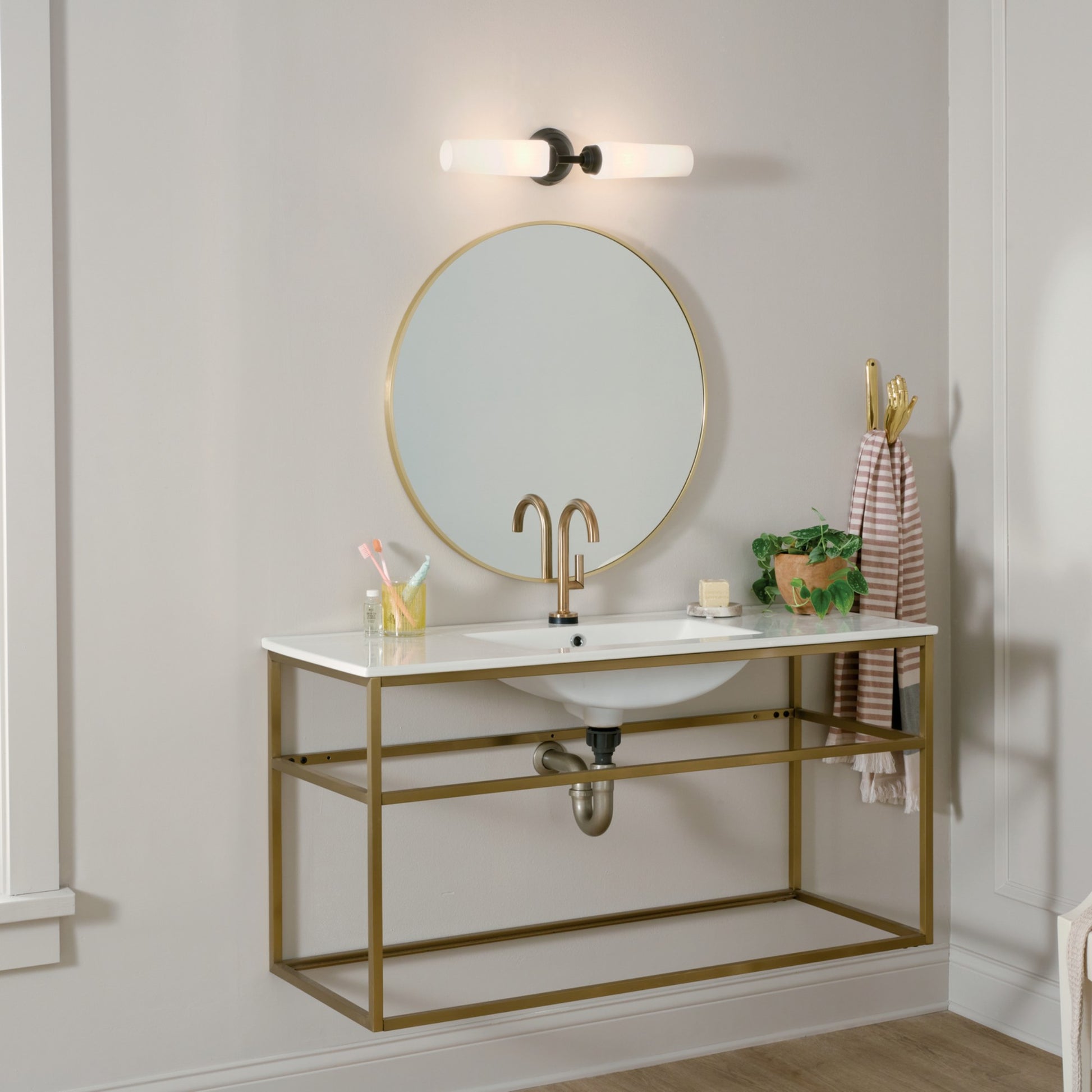 Truby 21" 2-Light Wall Sconce, Black Finish - Bees Lighting