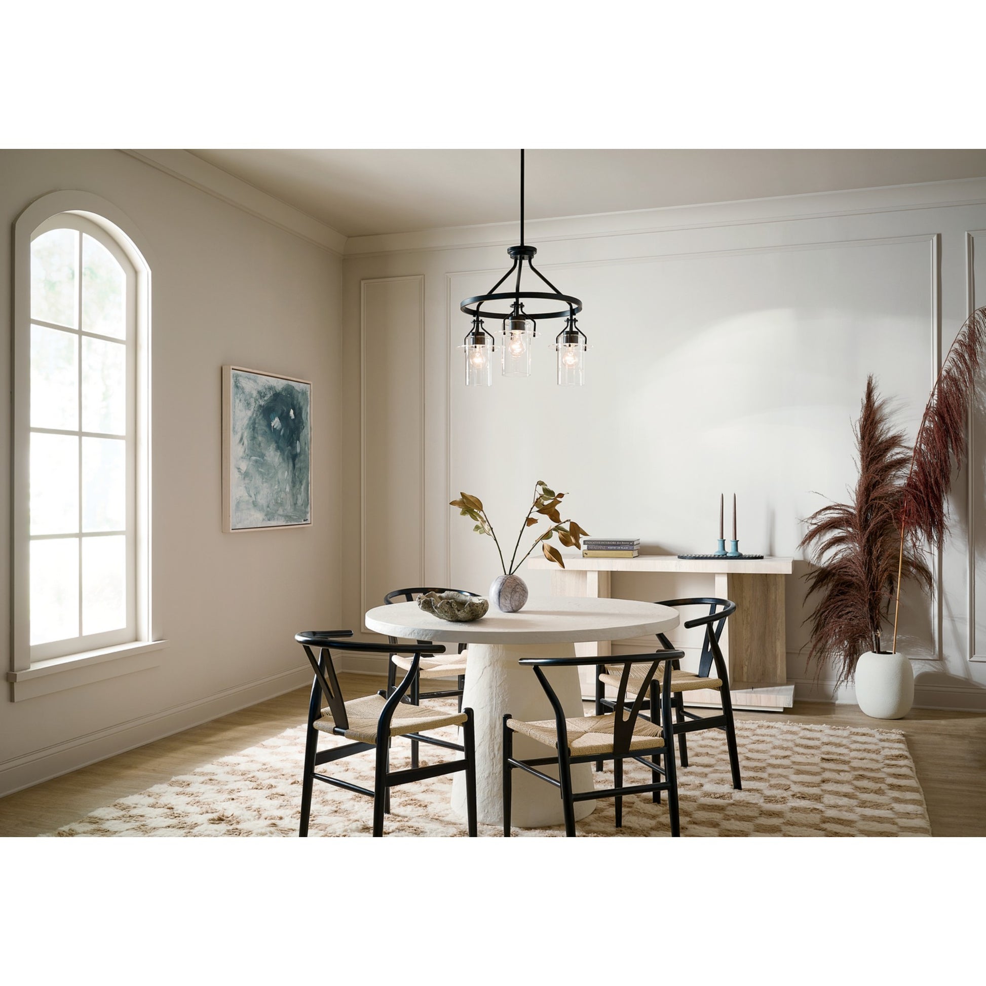 Everett 23" 3-Light Chandelier, Black Finish - Bees Lighting