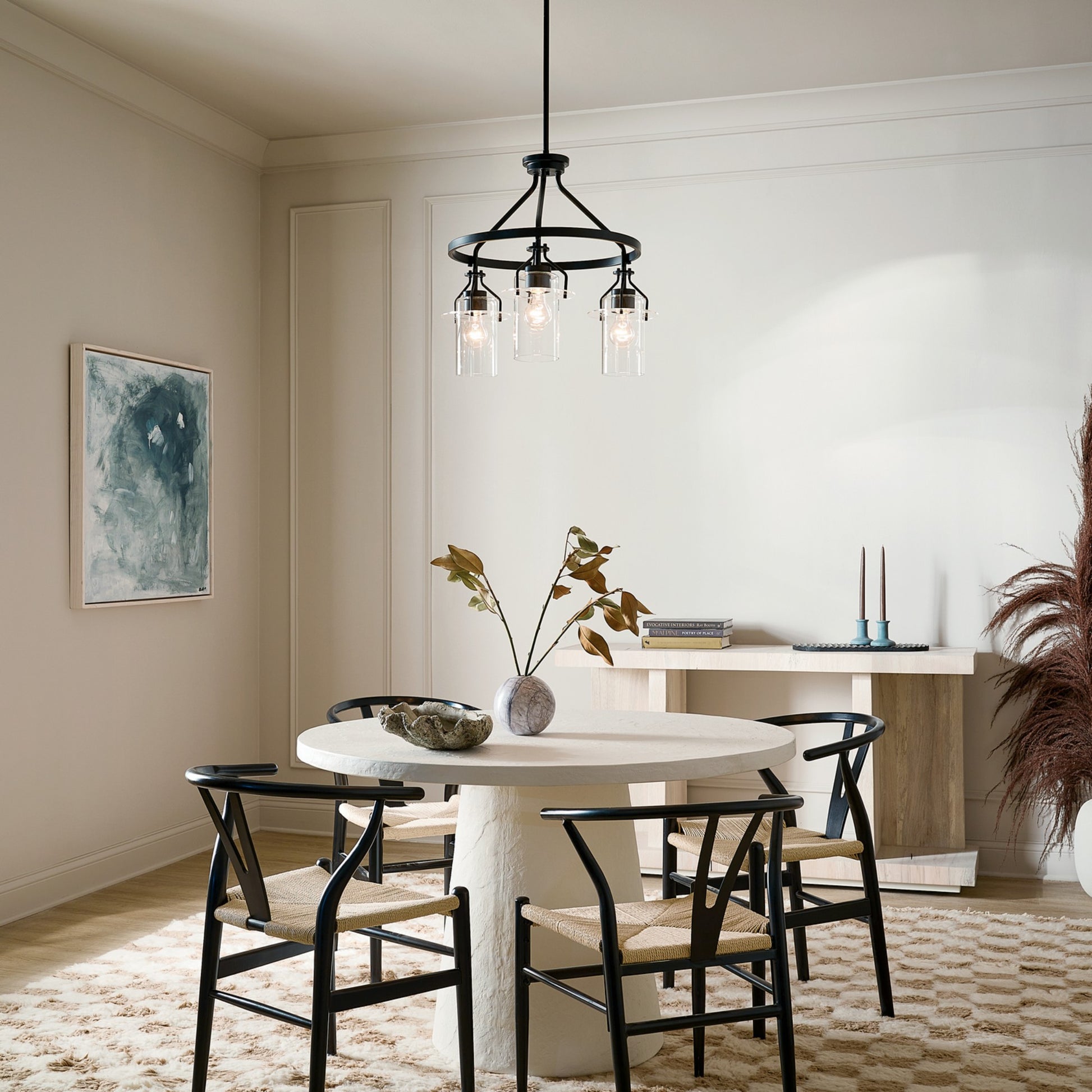Everett 23" 3-Light Chandelier, Black Finish - Bees Lighting