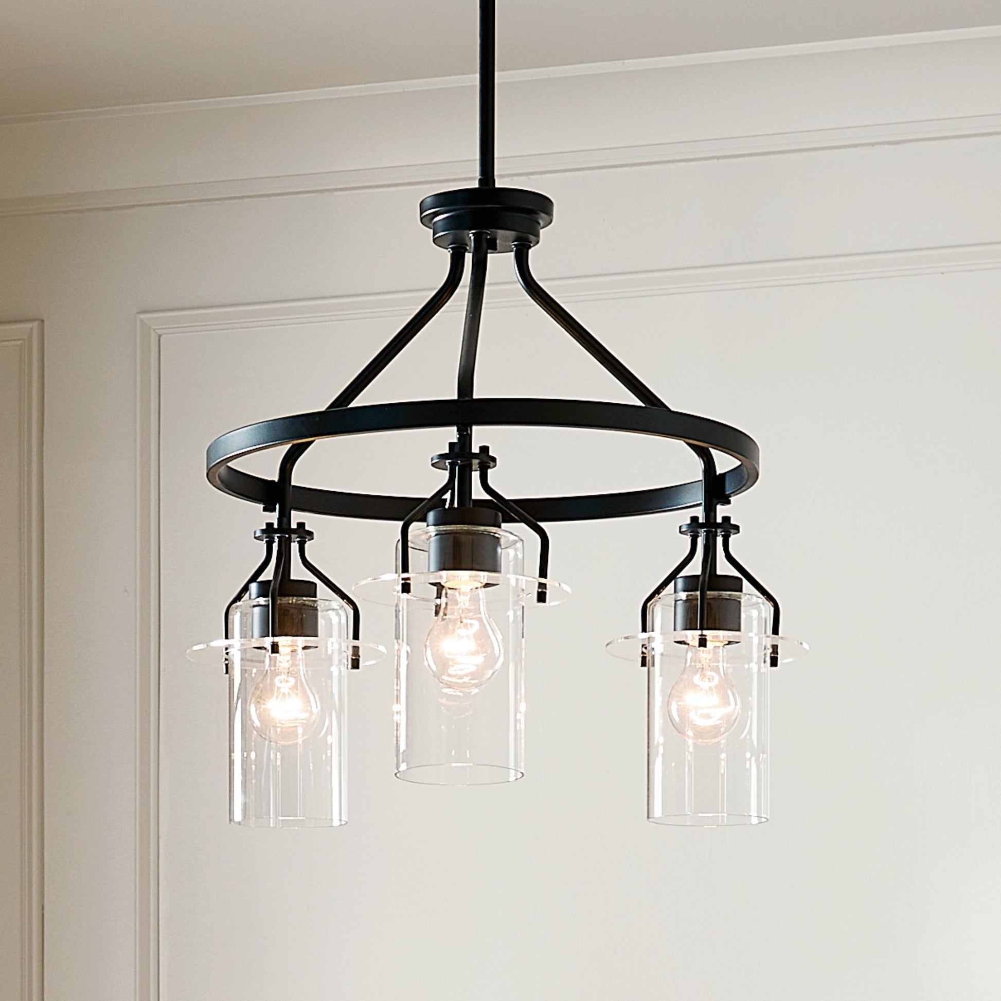 Everett 23" 3-Light Chandelier, Black Finish - Bees Lighting