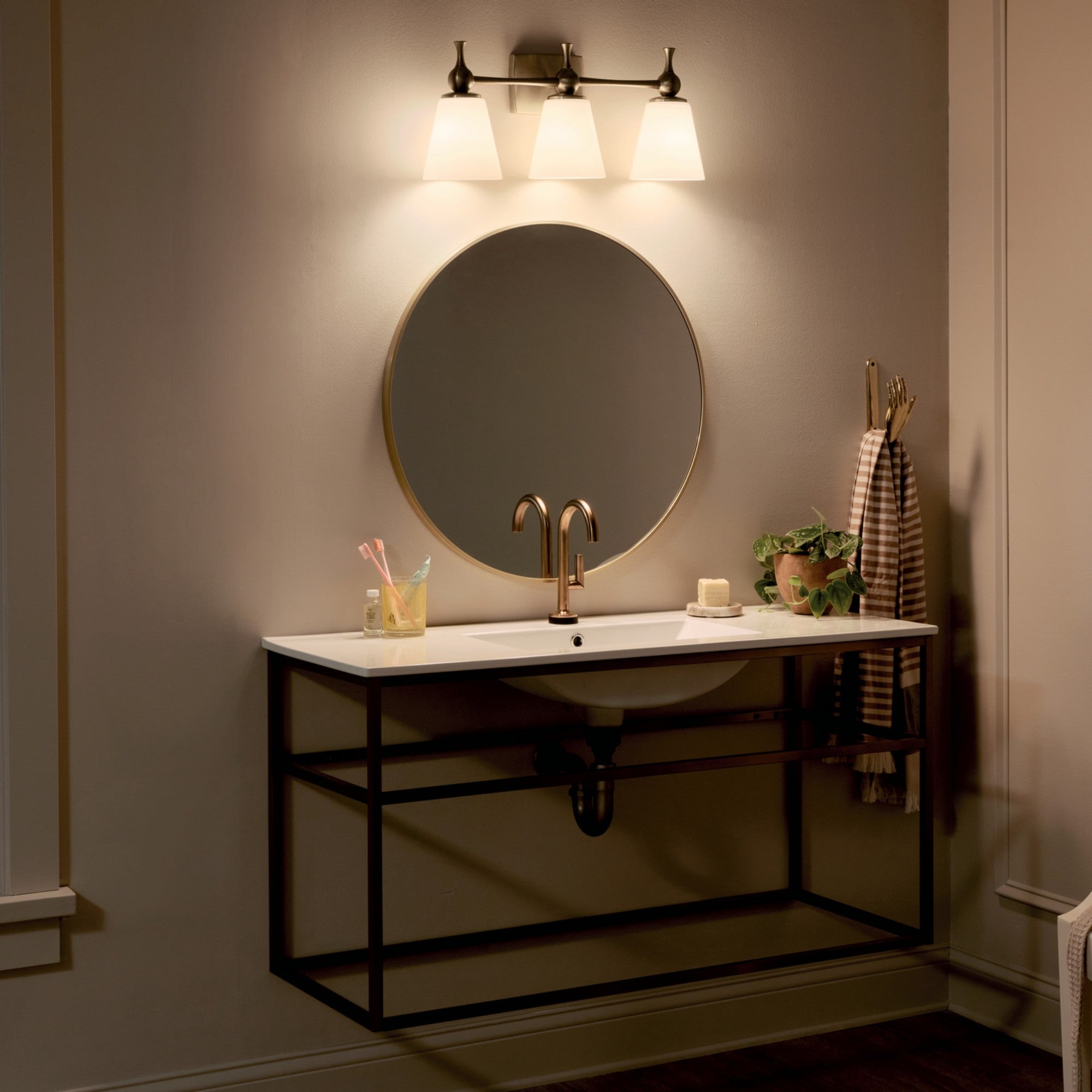 Cosabella 24" 3-Light Bath Vanity Light, Champagne Bronze Finish - Bees Lighting