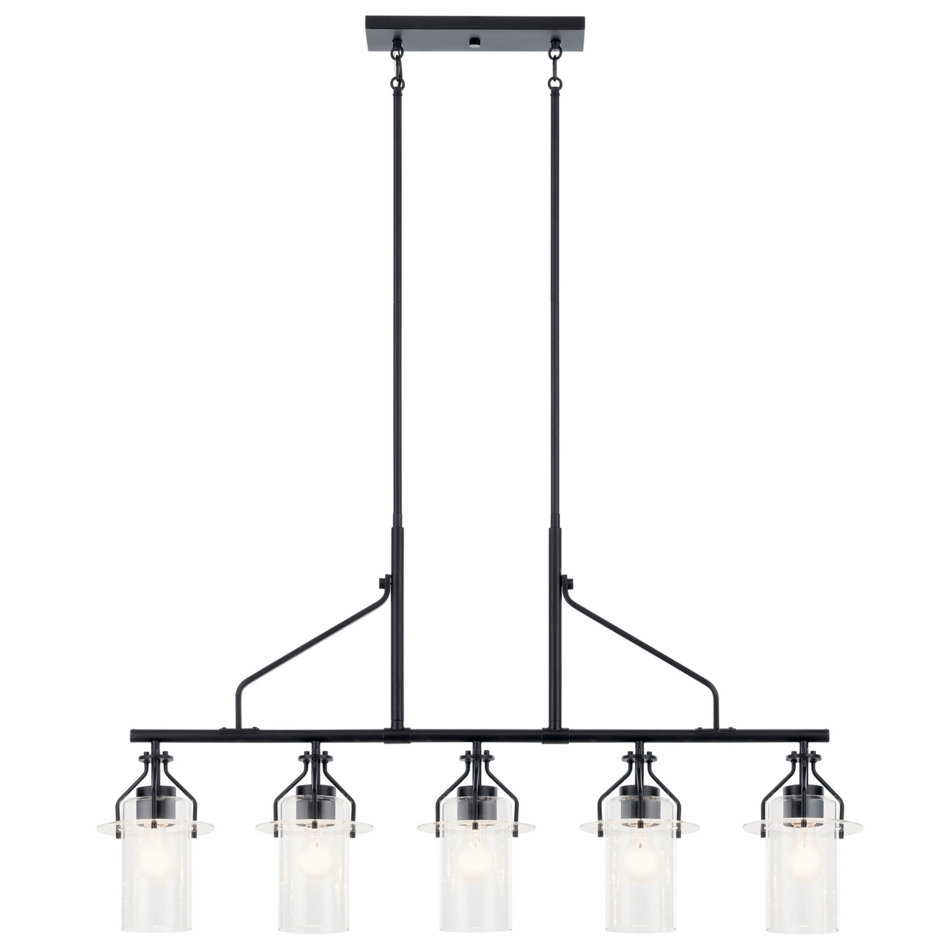 Everett 42" 5-Light Linear Chandelier, Black Finish - Bees Lighting