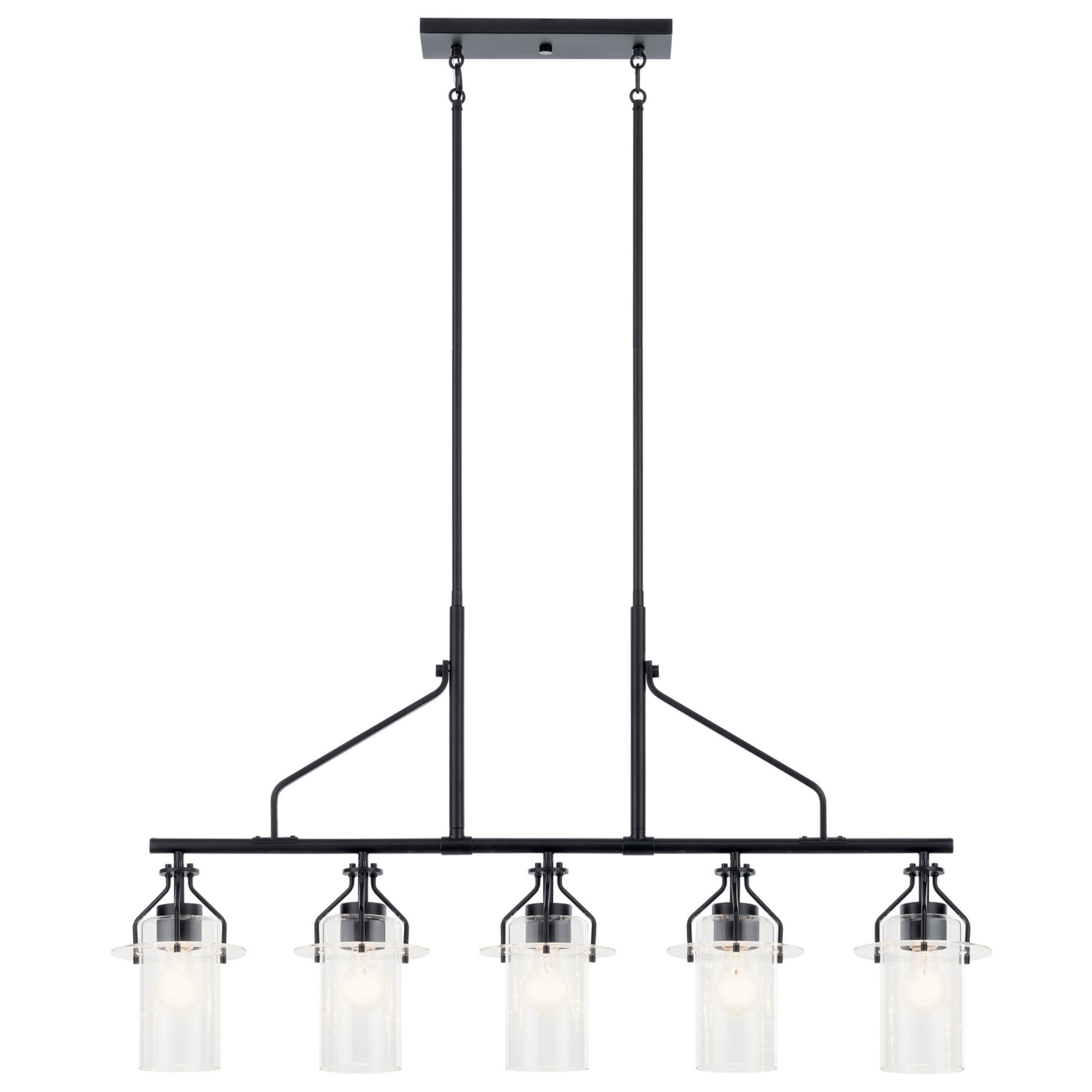 Everett 42" 5-Light Linear Chandelier, Black Finish - Bees Lighting