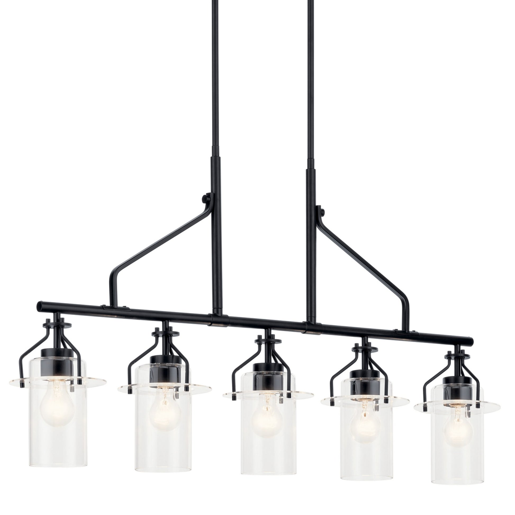 Everett 42" 5-Light Linear Chandelier, Black Finish - Bees Lighting