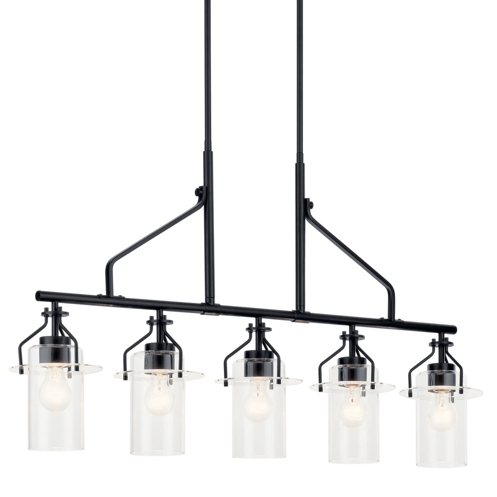 Everett 42" 5-Light Linear Chandelier, Black Finish - Bees Lighting