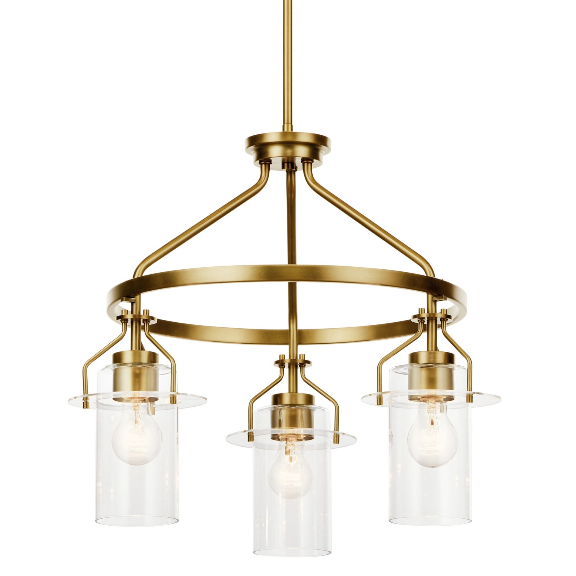 Everett 23" 3-Light Chandelier, Brushed Brass Finish - Bees Lighting