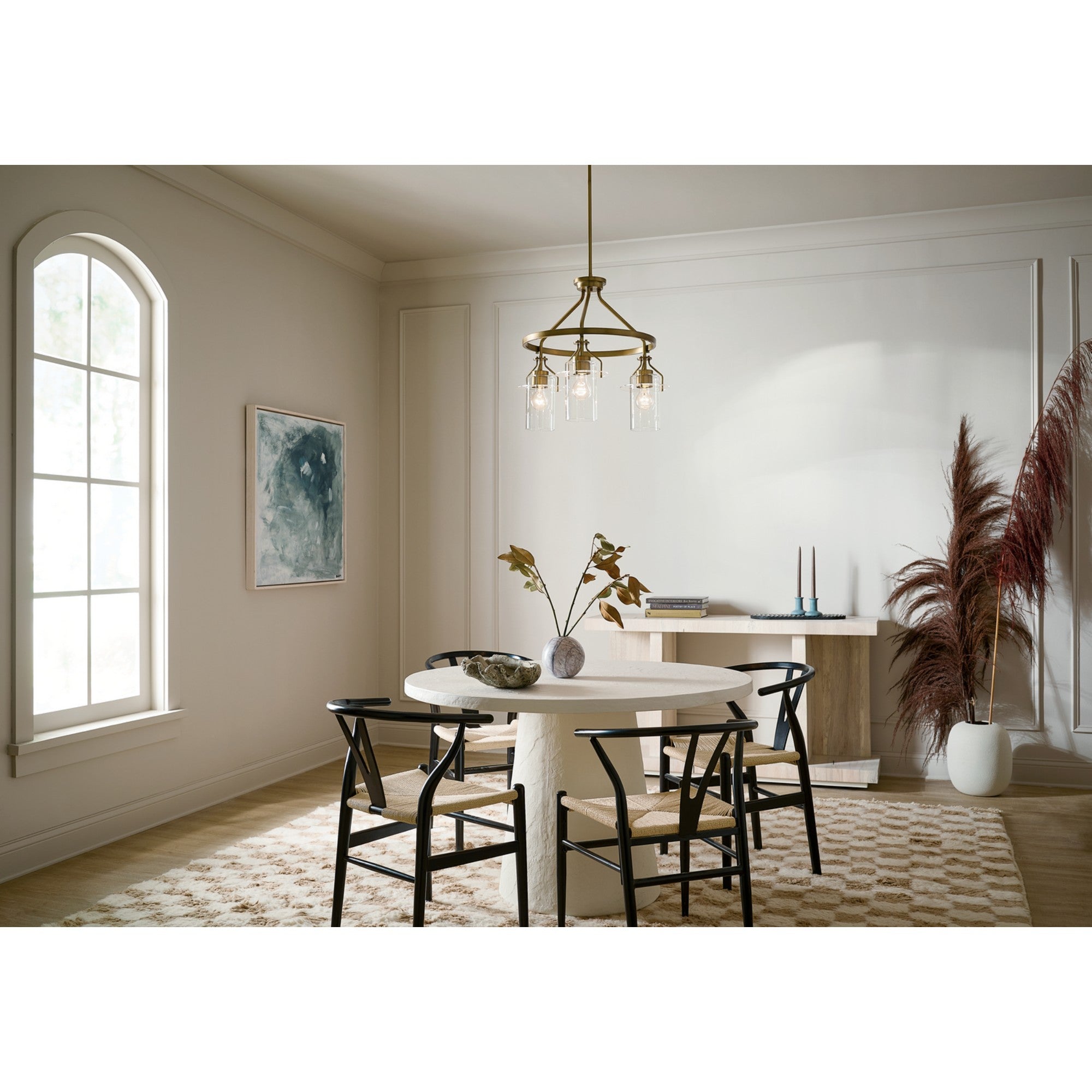Everett 23" 3-Light Chandelier, Brushed Brass Finish - Bees Lighting