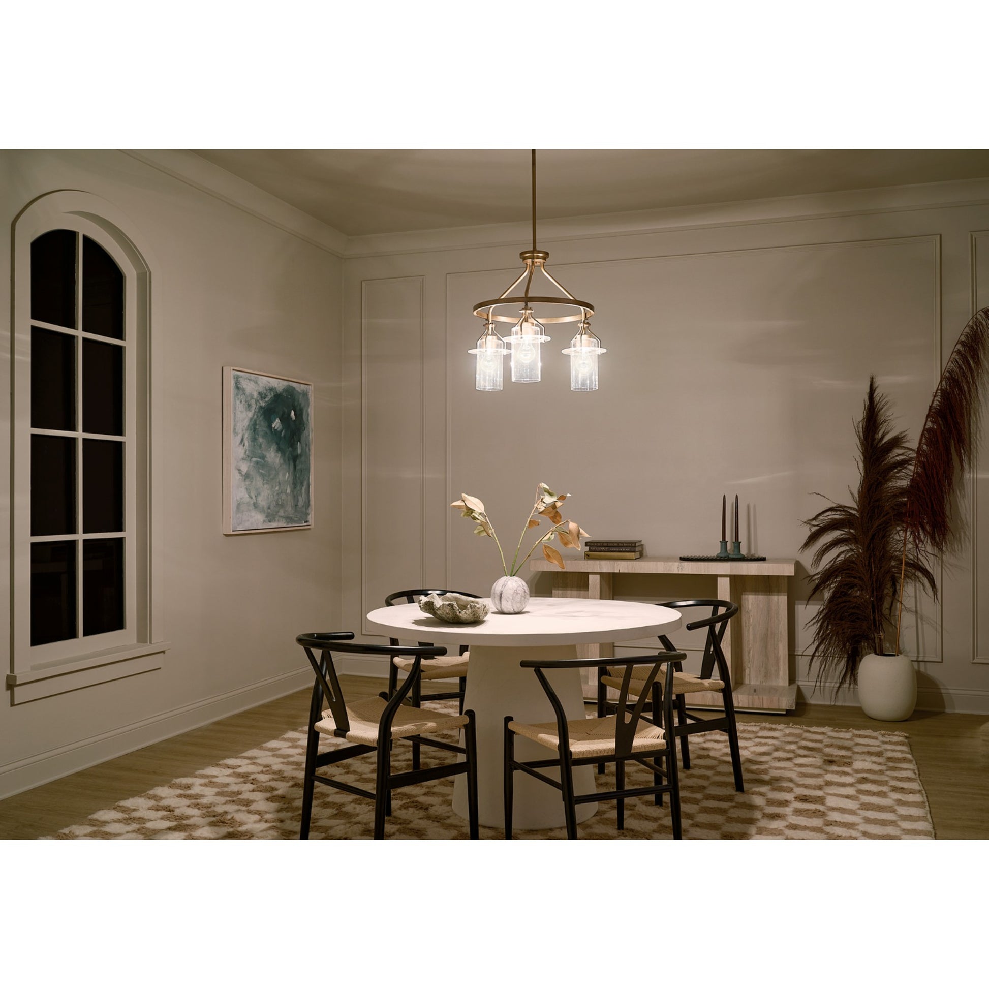 Everett 23" 3-Light Chandelier, Brushed Brass Finish - Bees Lighting