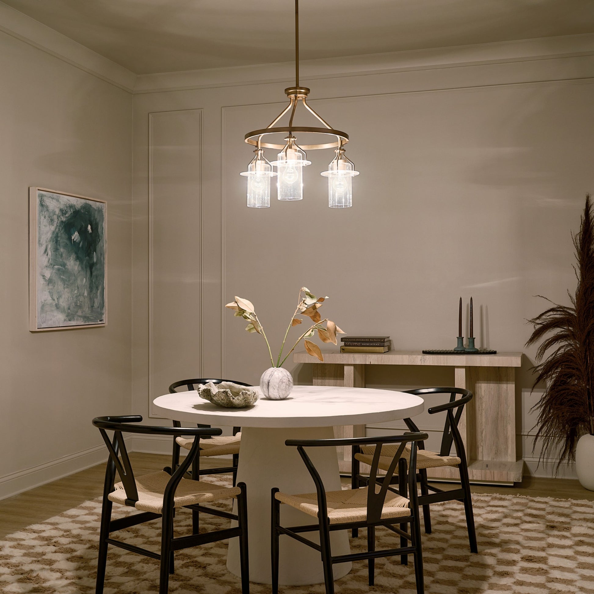 Everett 23" 3-Light Chandelier, Brushed Brass Finish - Bees Lighting