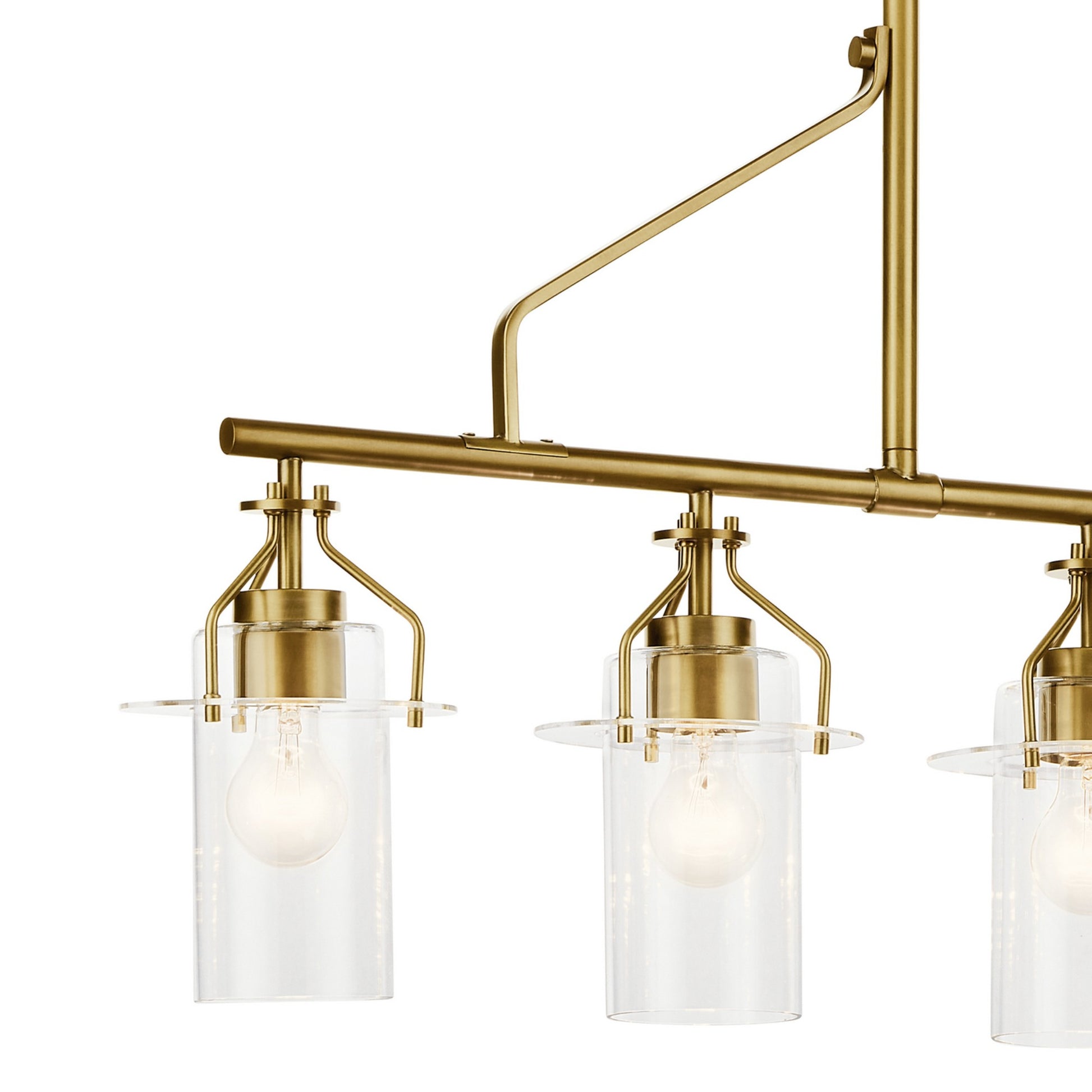 Everett 42" 5-Light Linear Chandelier, Brushed Brass Finish - Bees Lighting