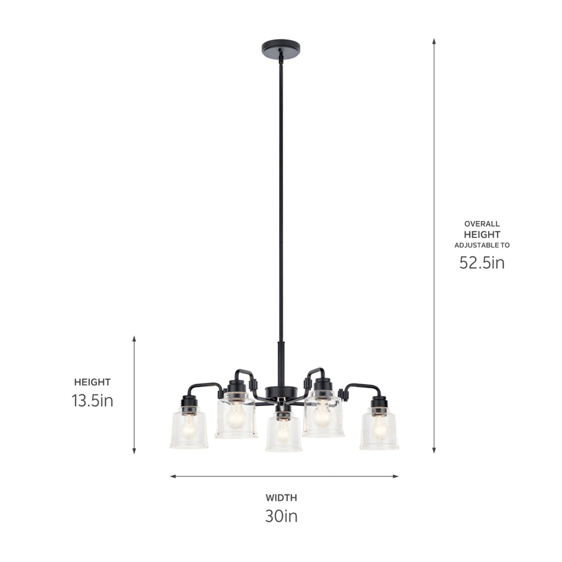 Aivian 30" 5-Light Chandelier, Black Finish - Bees Lighting