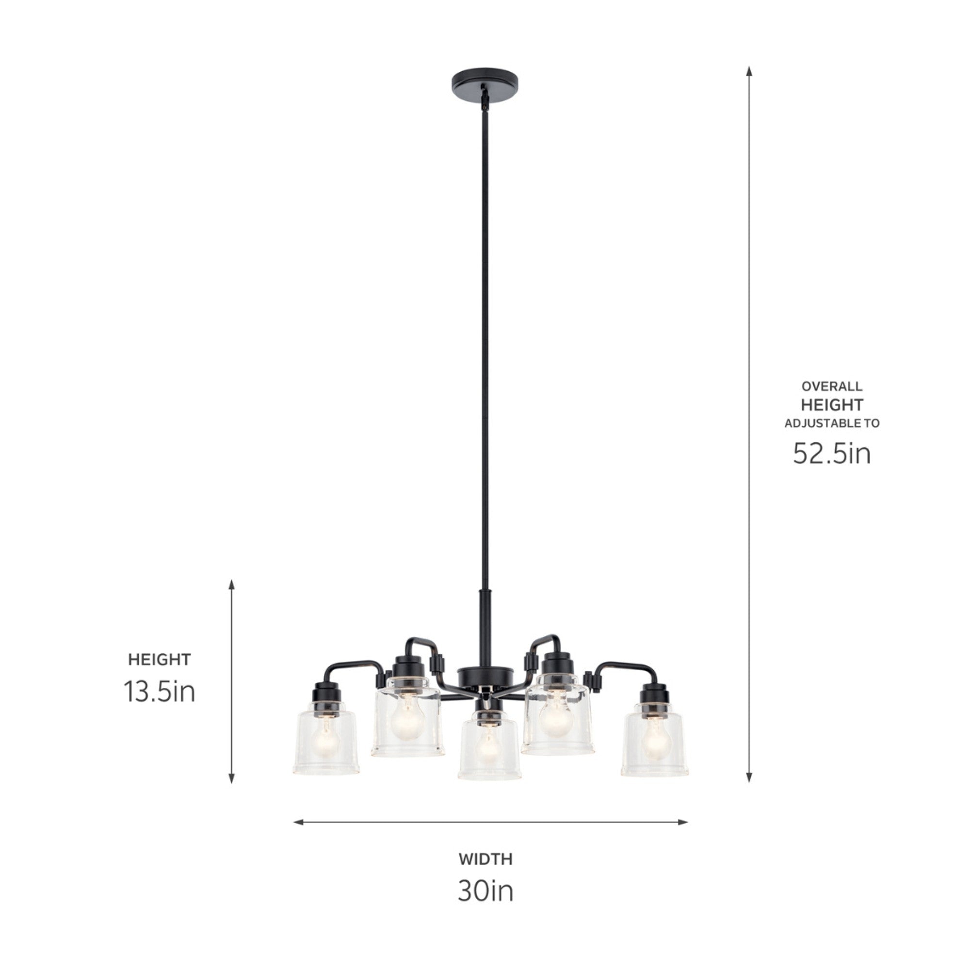 Aivian 30" 5-Light Chandelier, Black Finish - Bees Lighting