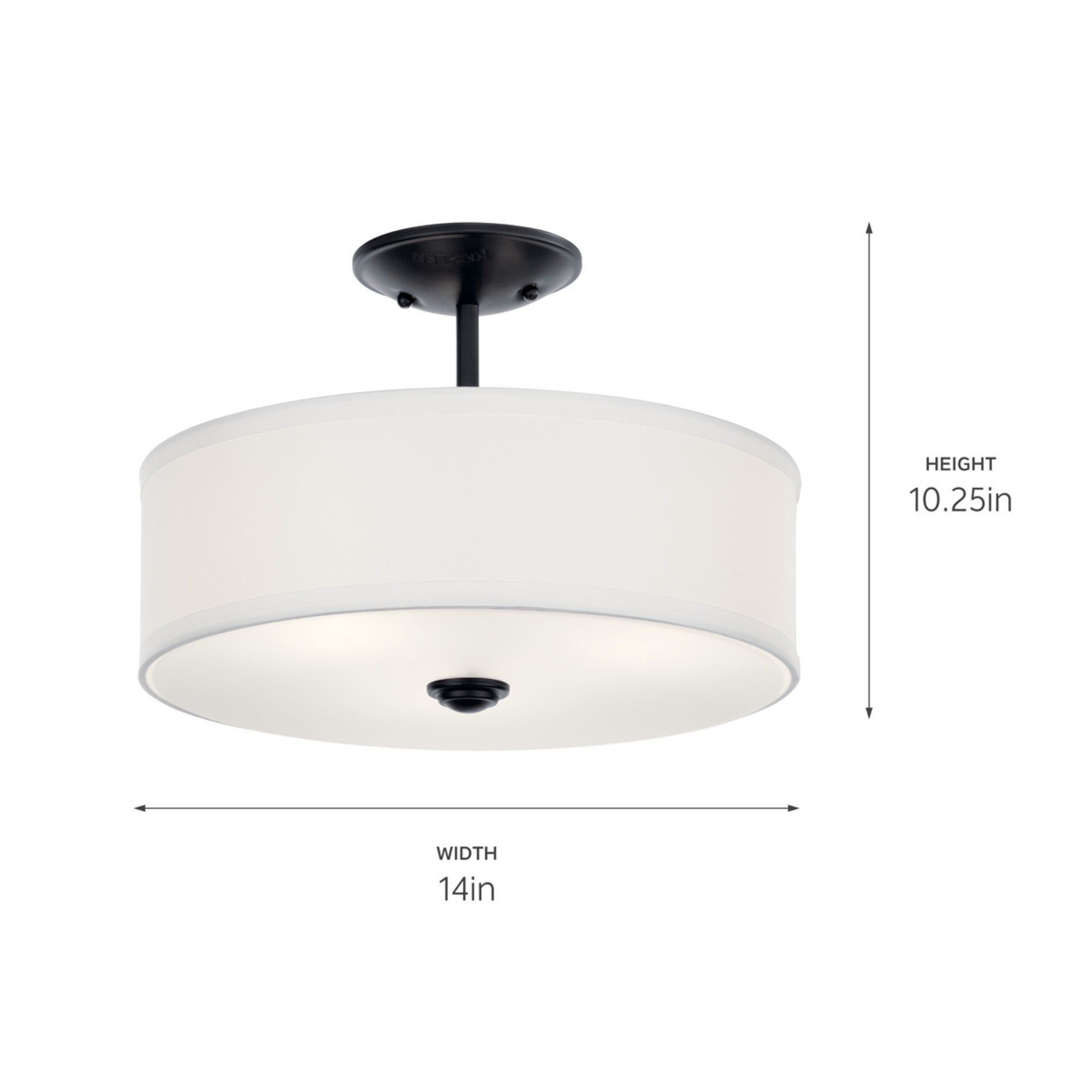 Shailene 14" 3-Light Round Semi-Flush Mount, Black Finish - Bees Lighting