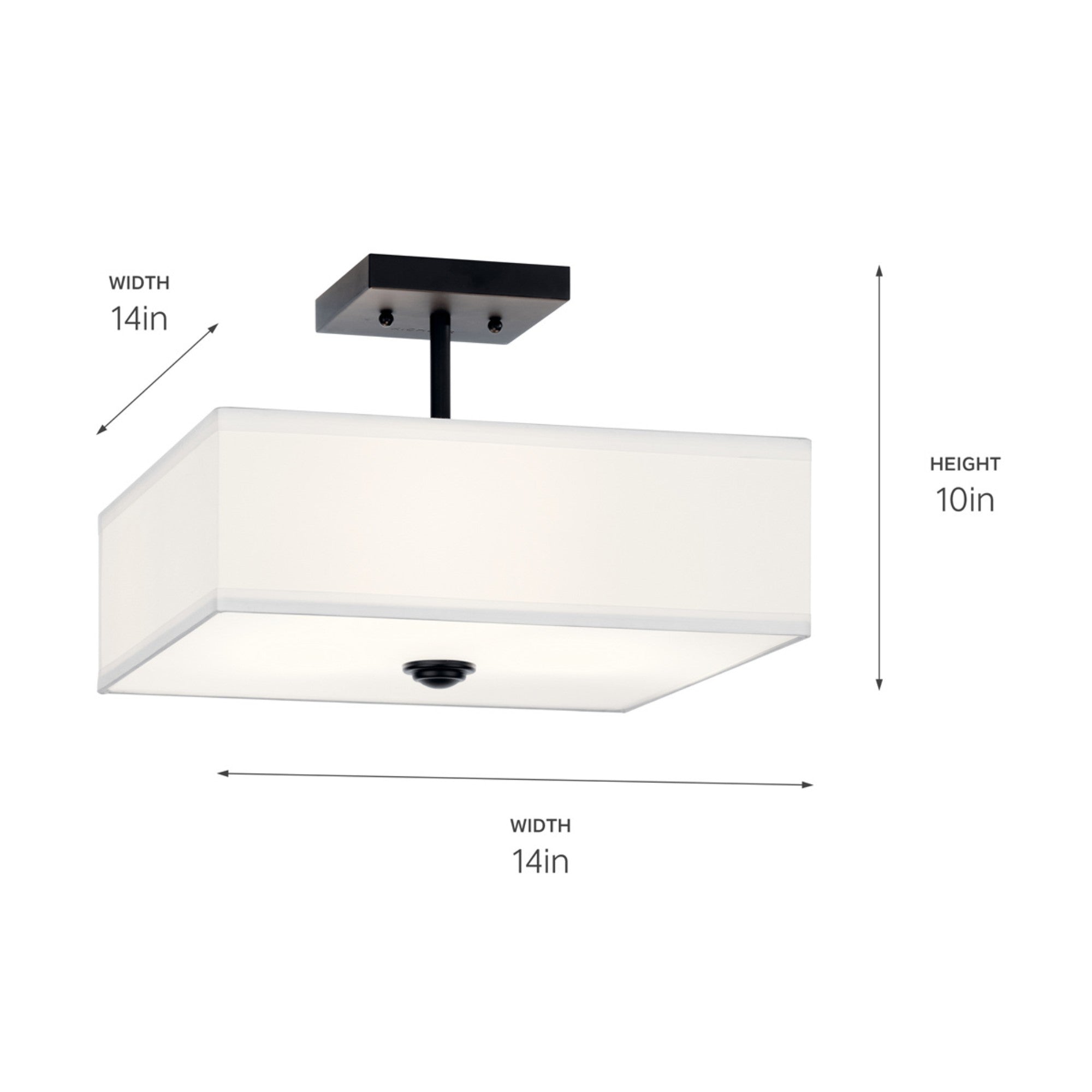 Shailene 14" 3-Light Square Semi-Flush Mount, Black Finish - Bees Lighting