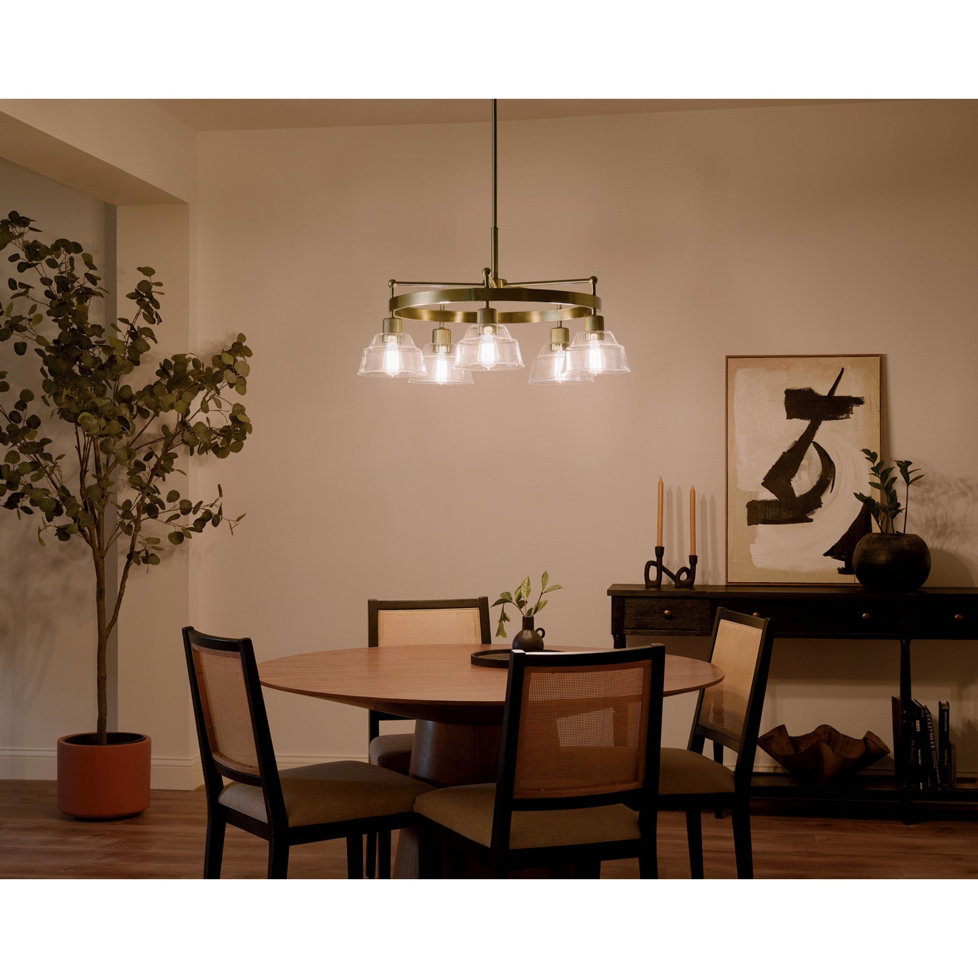 Eastmont 32" 5-Light Chandelier, Brushed Brass Finish - Bees Lighting