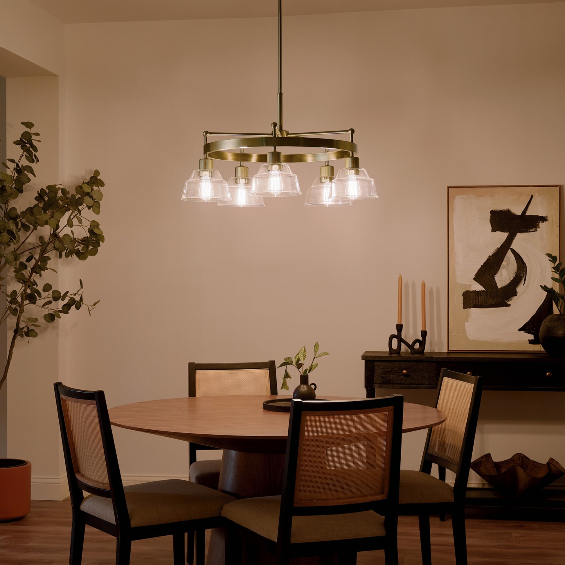 Eastmont 32" 5-Light Chandelier, Brushed Brass Finish - Bees Lighting