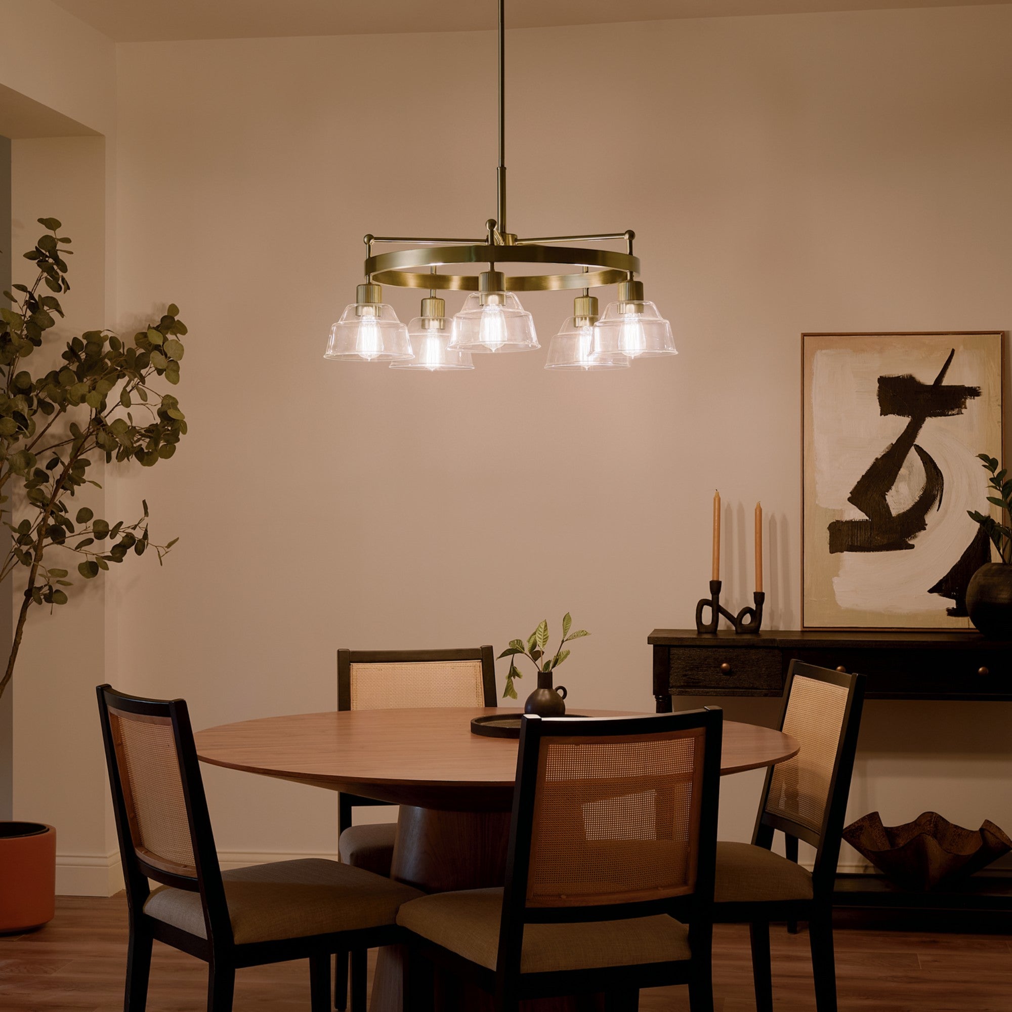 Eastmont 32" 5-Light Chandelier, Brushed Brass Finish - Bees Lighting