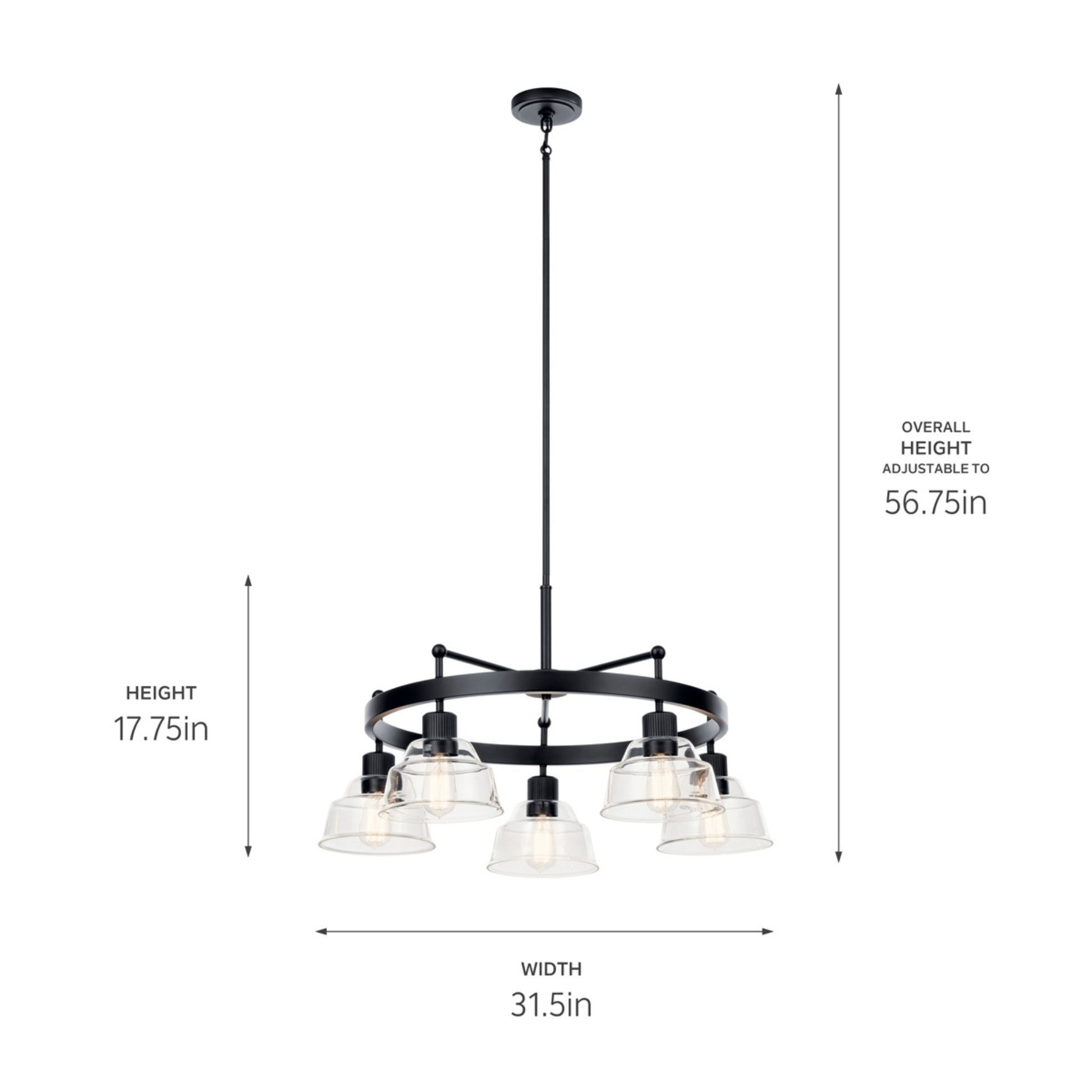 Eastmont 32" 5-Light Chandelier, Black Finish - Bees Lighting