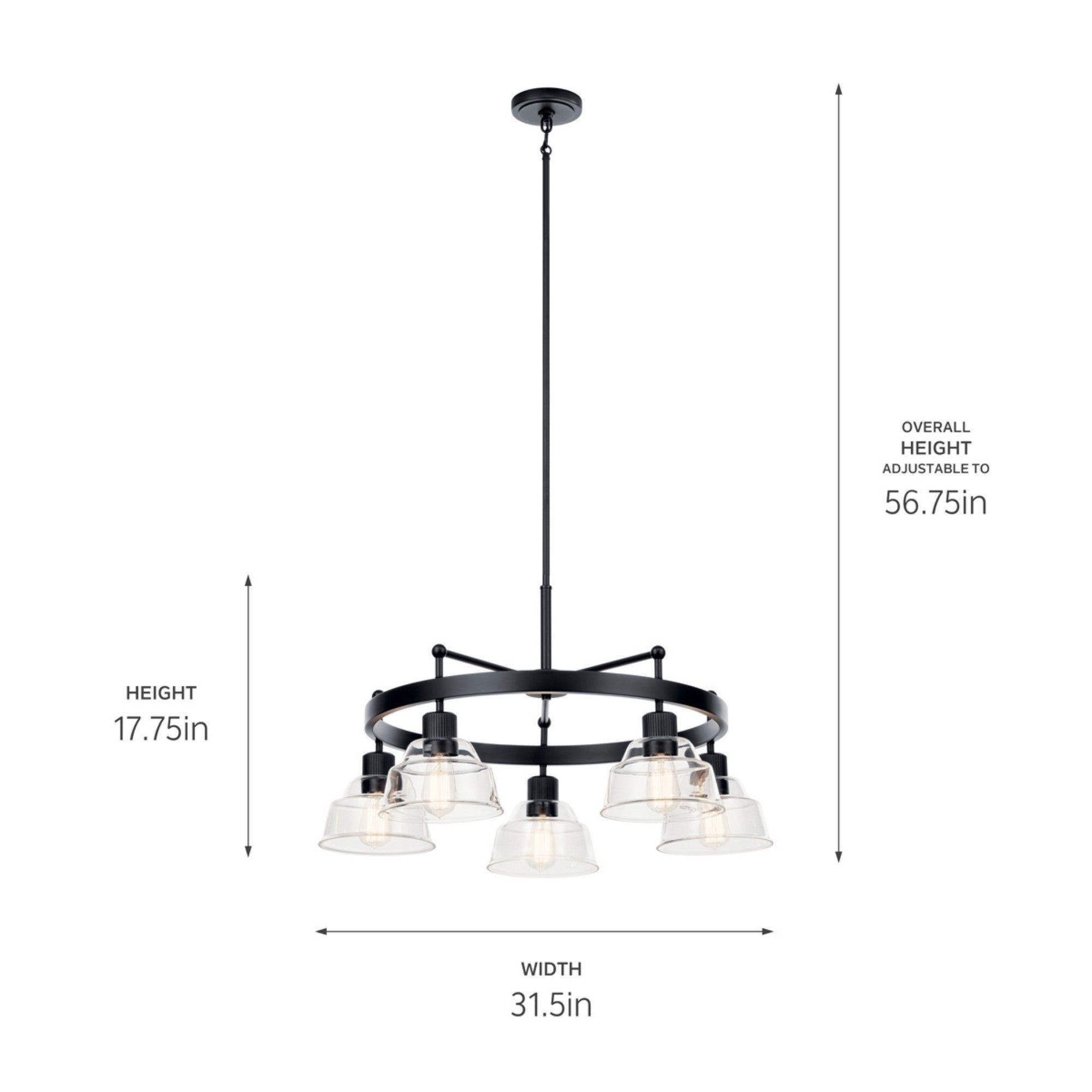 Eastmont 32" 5-Light Chandelier, Black Finish - Bees Lighting