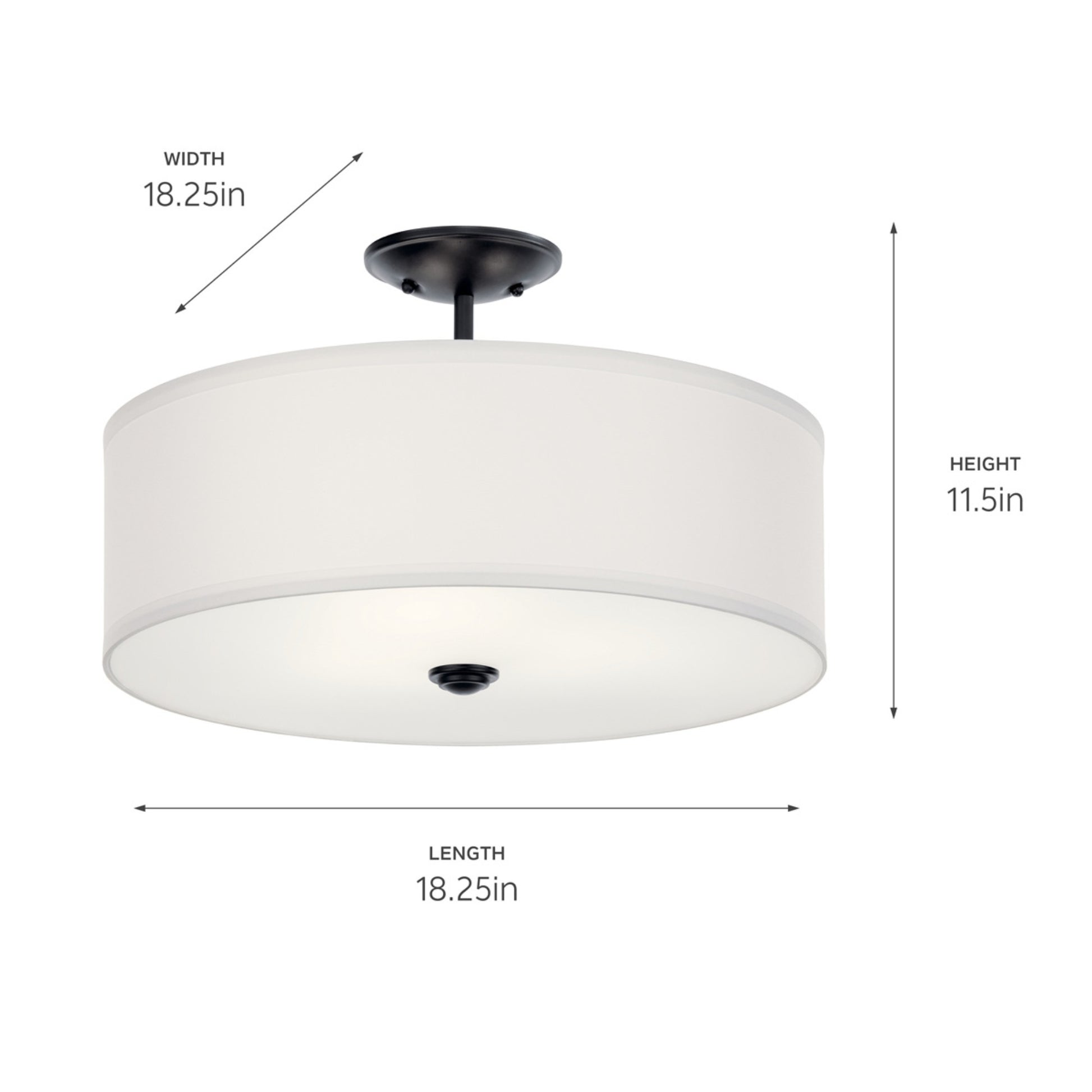 Shailene 18" 3-Light Round Semi-Flush Mount, Black Finish - Bees Lighting