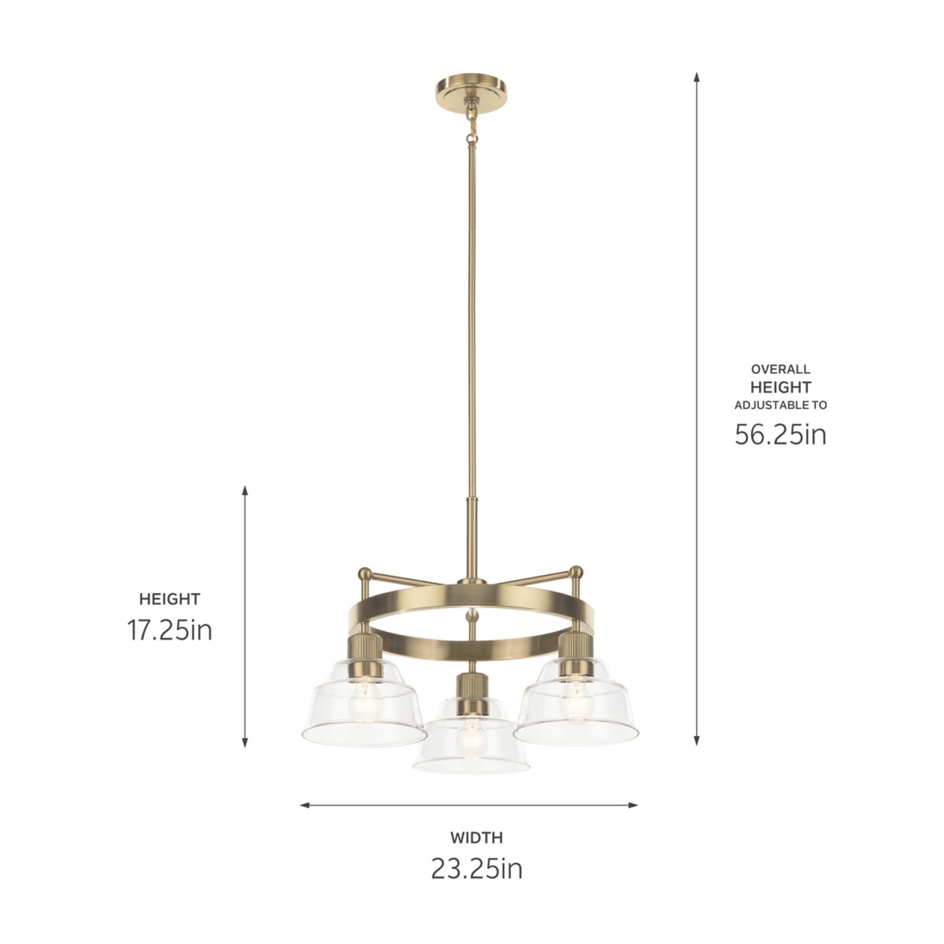 Eastmont 23" 3-Light Chandelier, Brushed Brass Finish - Bees Lighting