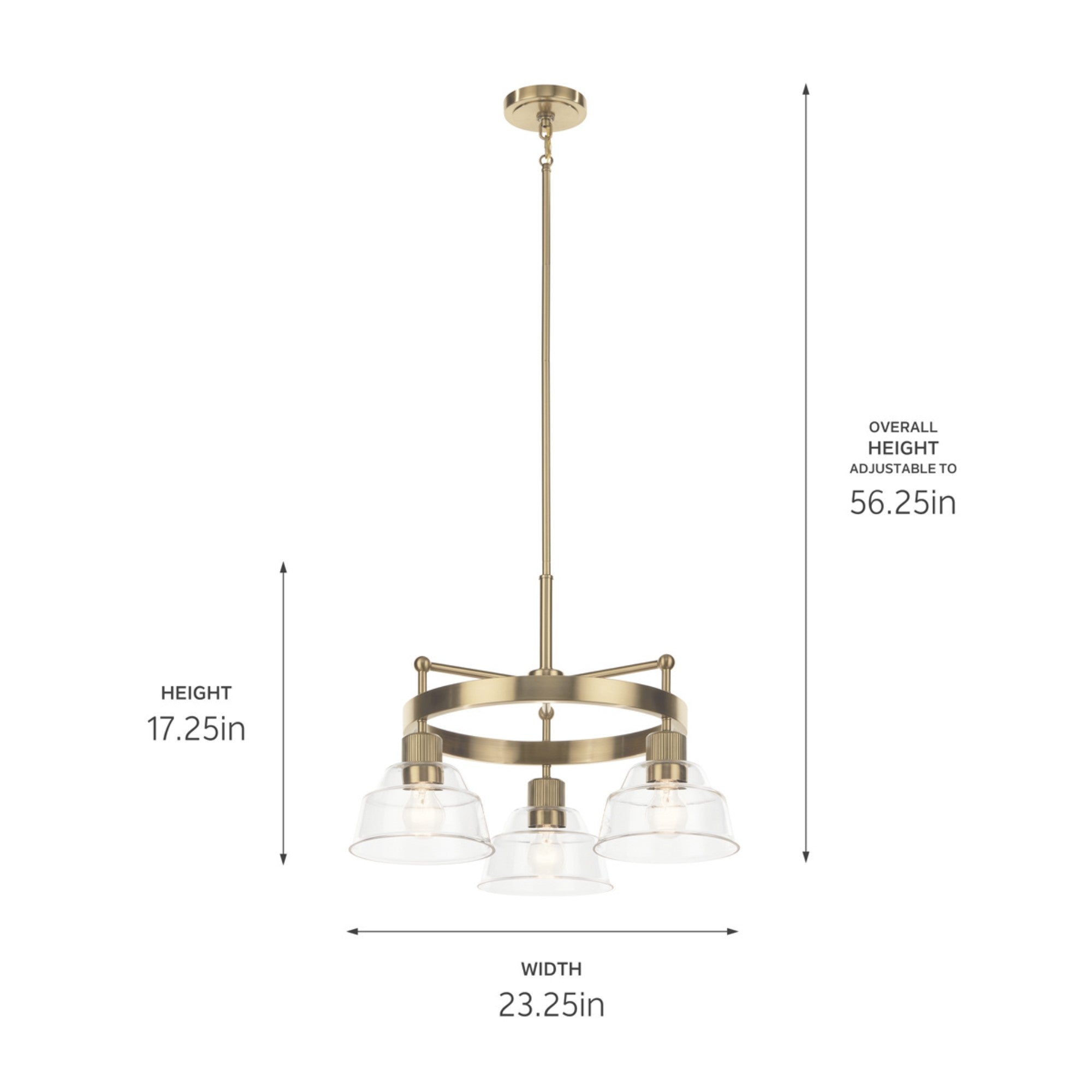 Eastmont 23" 3-Light Chandelier, Brushed Brass Finish - Bees Lighting