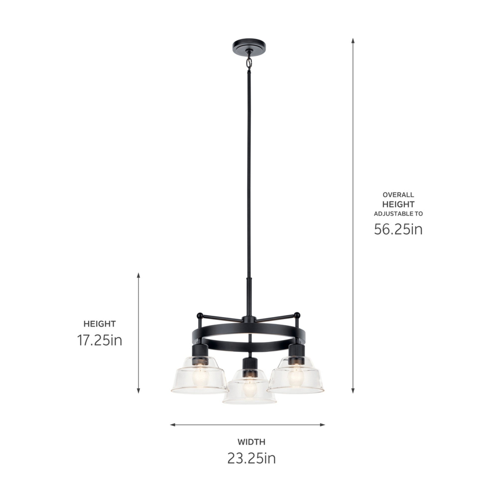 Eastmont 23" 3-Light Chandelier, Black Finish - Bees Lighting