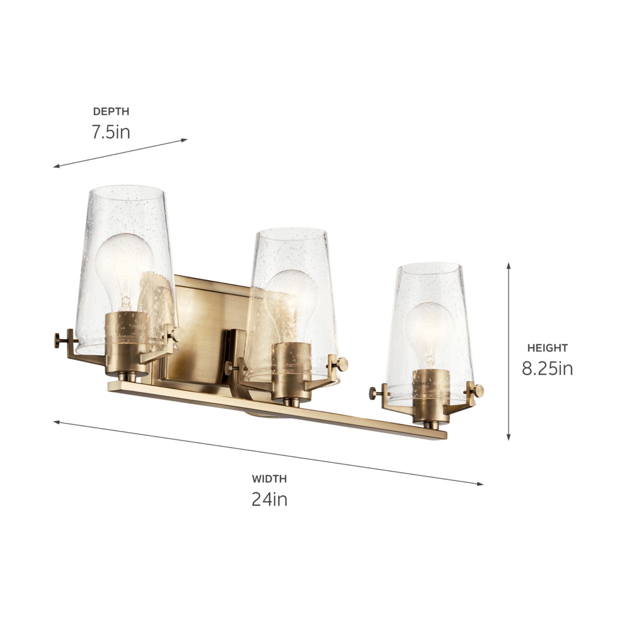 Alton 24" 3-Light Bath Vanity Light, Champagne Bronze Finish - Bees Lighting