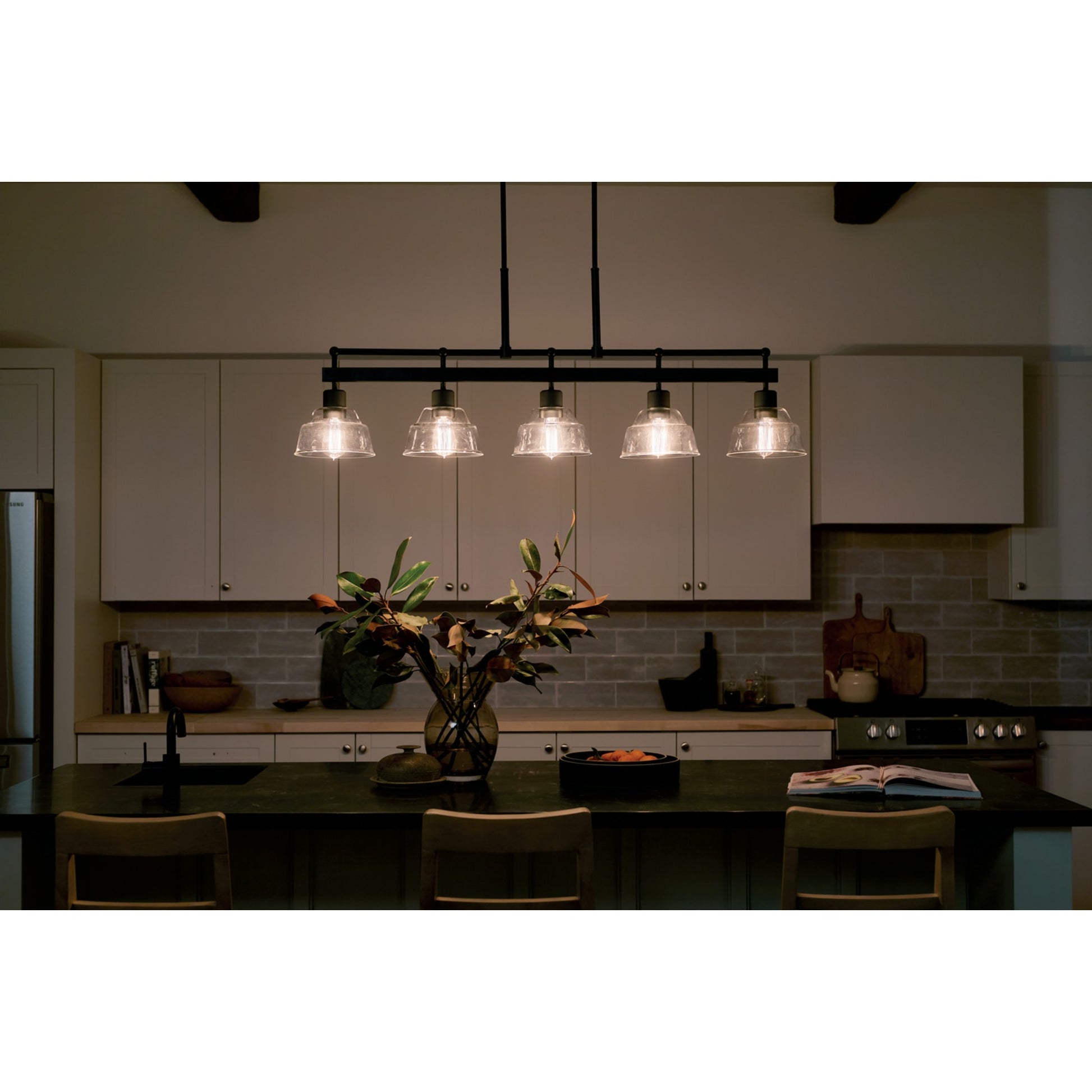 Eastmont 50 in. 5 Lights Linear Chandelier Black finish - Bees Lighting