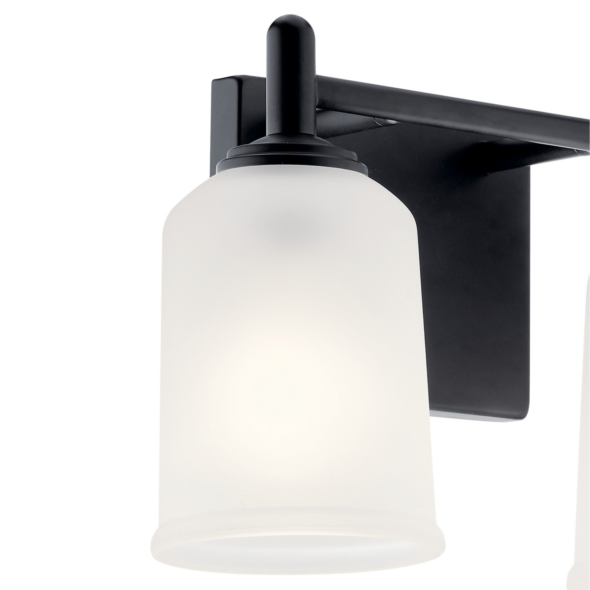 Shailene 13" 2-Light Bath Vanity Light, Black Finish, Etched Glass - Bees Lighting
