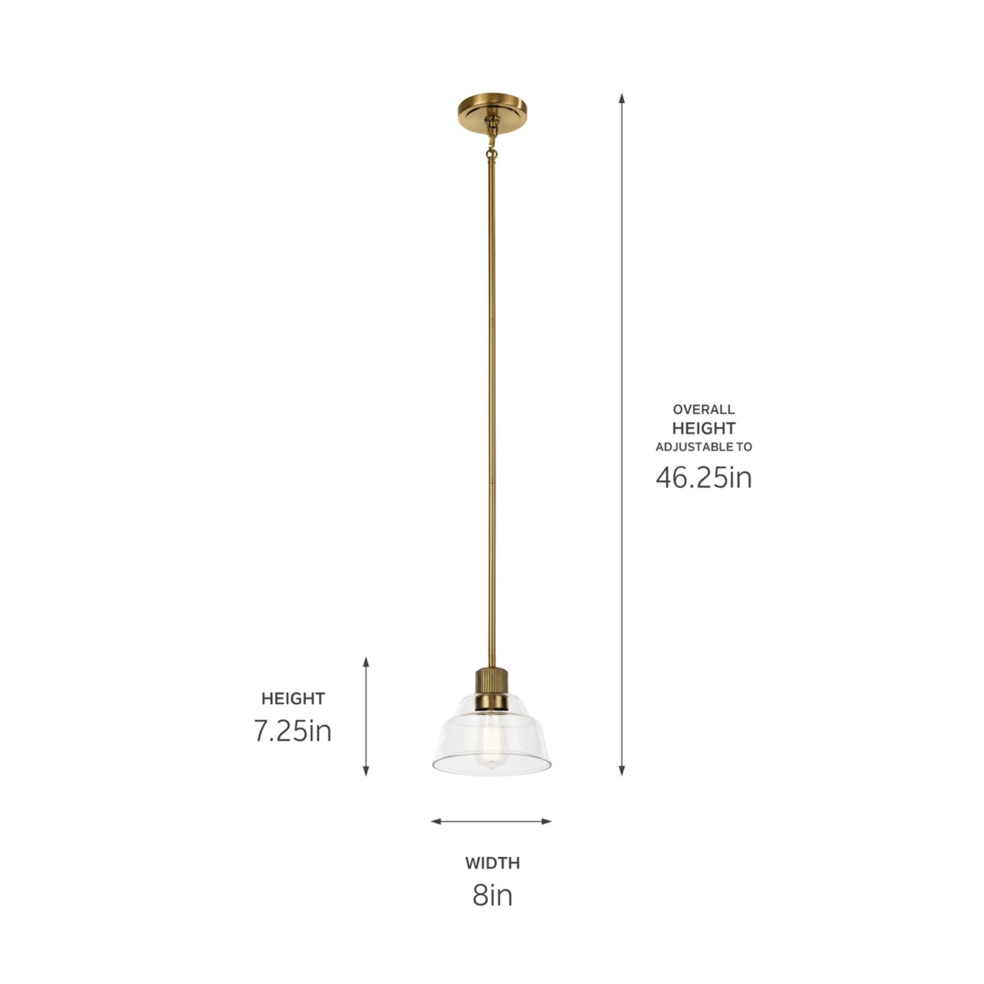 Eastmont 8" Mini Pendant, Brushed Brass Finish - Bees Lighting