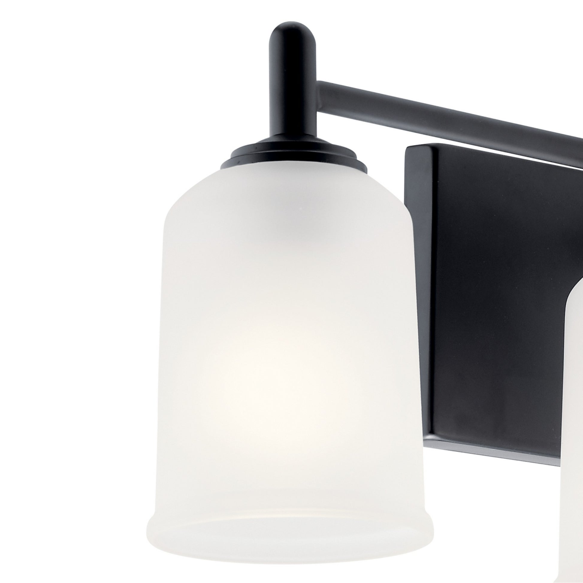 Shailene 30" 4-Light Bath Vanity Light, Black Finish, Etched Glass - Bees Lighting
