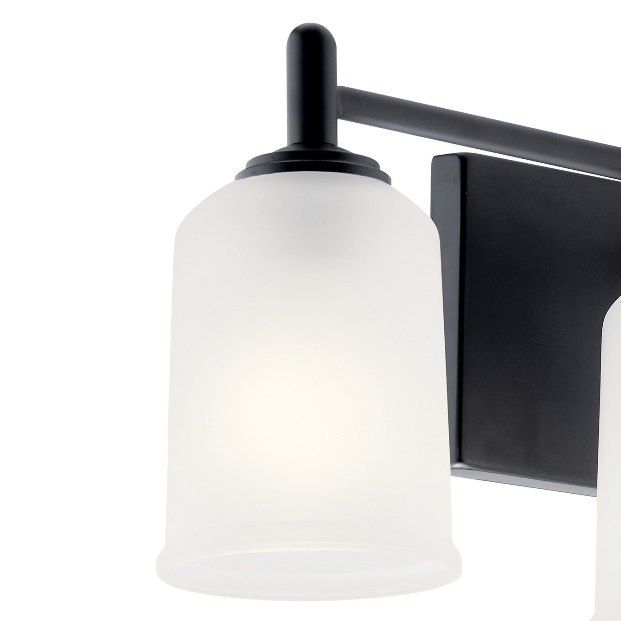 Shailene 30" 4-Light Bath Vanity Light, Black Finish, Etched Glass - Bees Lighting
