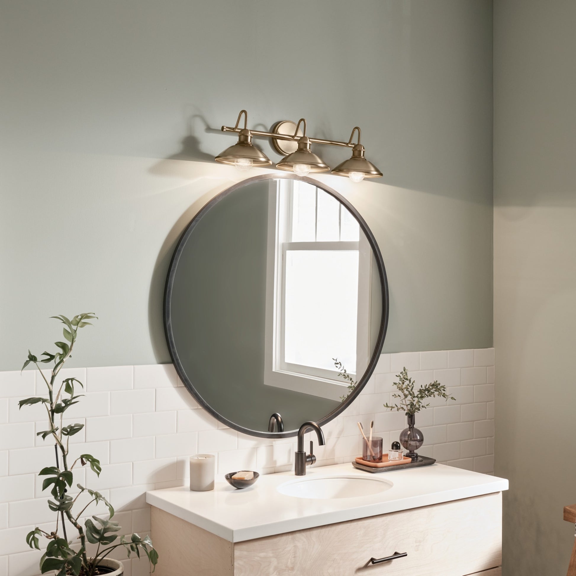 Clyde 26" 3-Light Bath Vanity Light, Champagne Bronze Finish - Bees Lighting