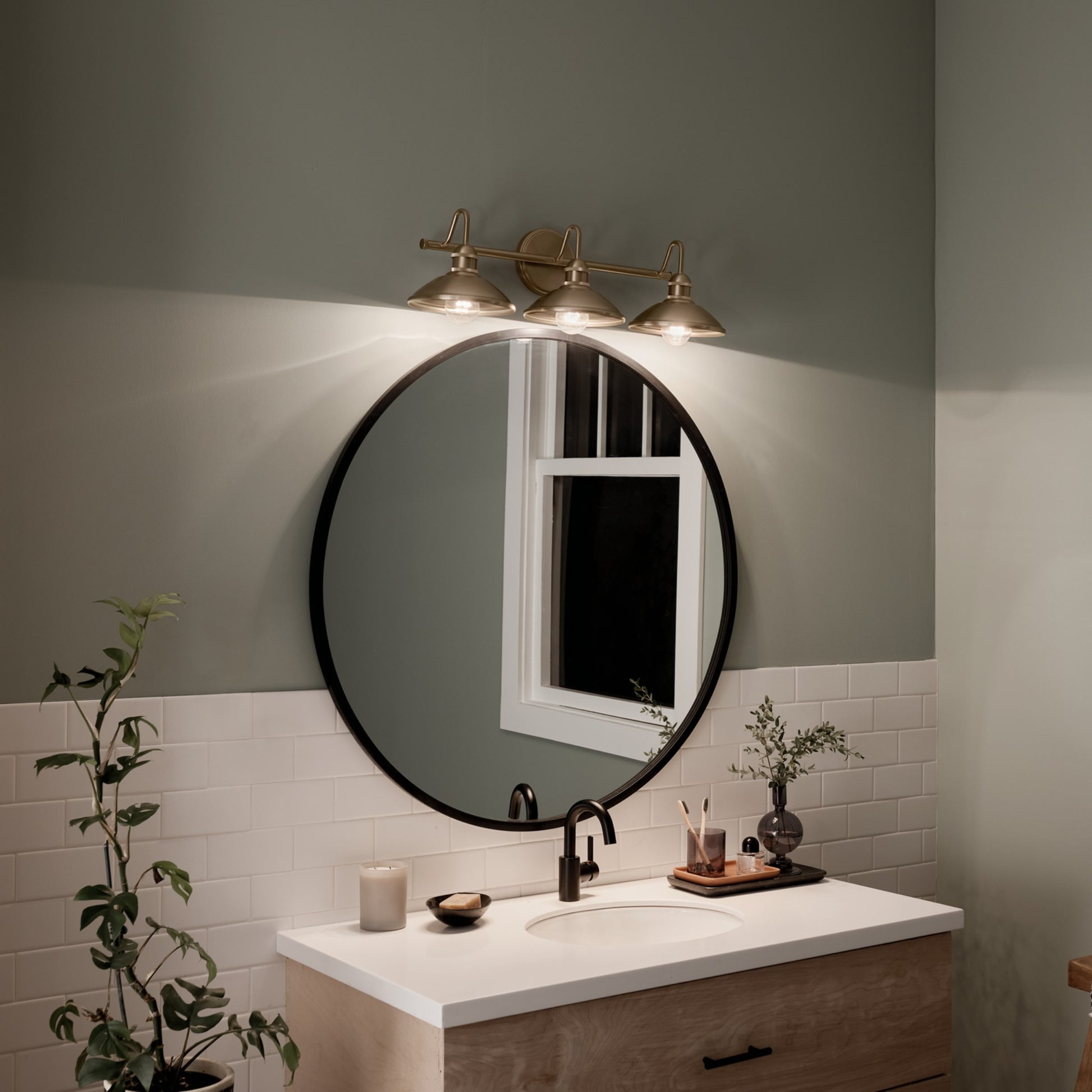 Clyde 26" 3-Light Bath Vanity Light, Champagne Bronze Finish - Bees Lighting
