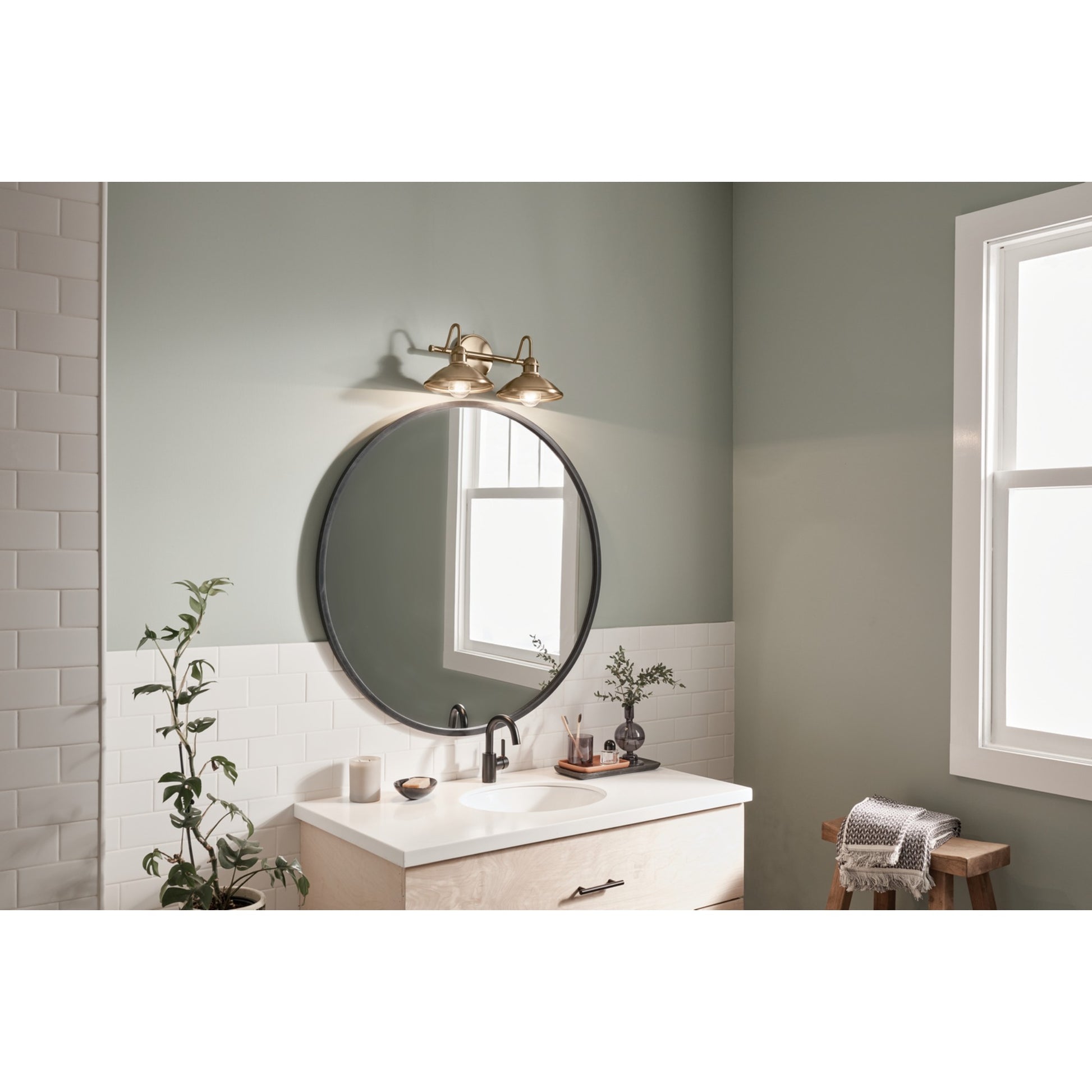 Clyde 17" 2-Light Bath Vanity Light, Champagne Bronze Finish - Bees Lighting